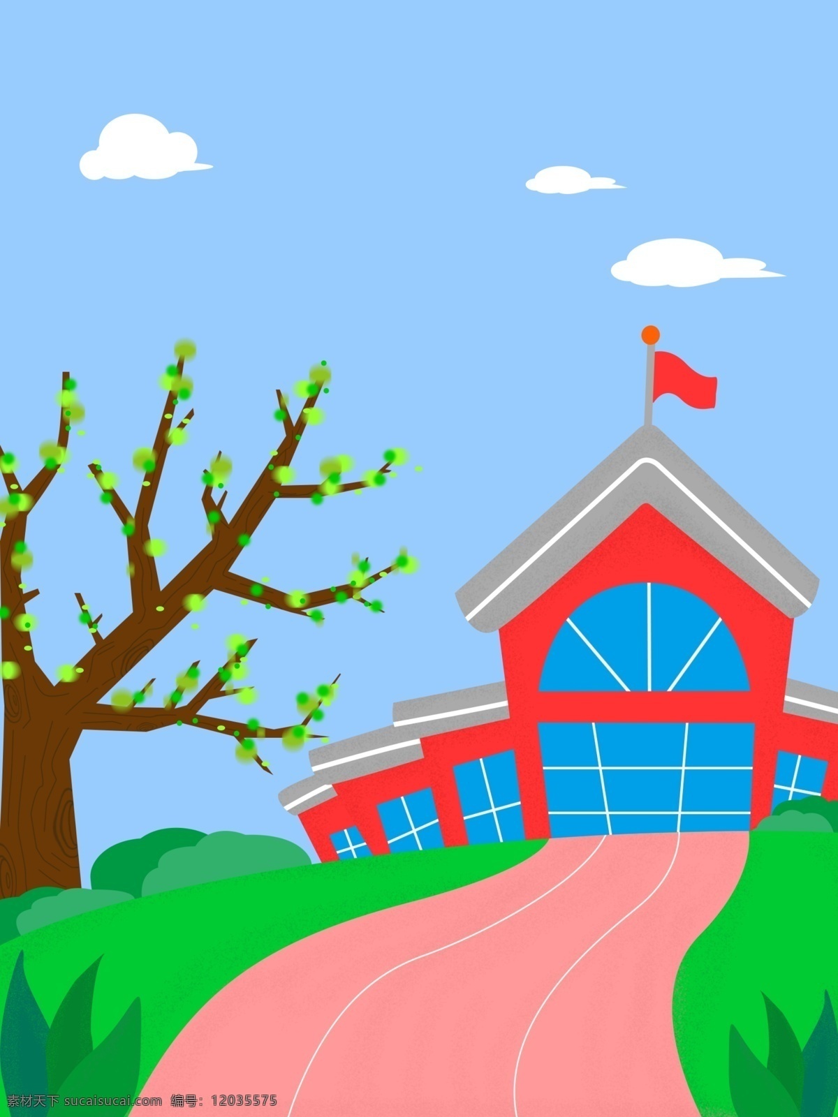 小学 开学 季 校园 插画 背景 通用背景 开学季 校园插画 广告背景 背景素材 背景展板 树