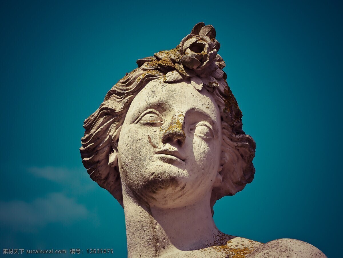 雕像雕塑 雕像 雕塑 图 历史 城堡本拉特 杜塞尔多夫 女子 青色 天蓝色