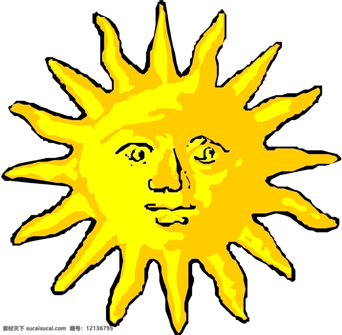 夏天太阳 矢量下载 网页矢量 商业矢量 矢量传统图案 黄色