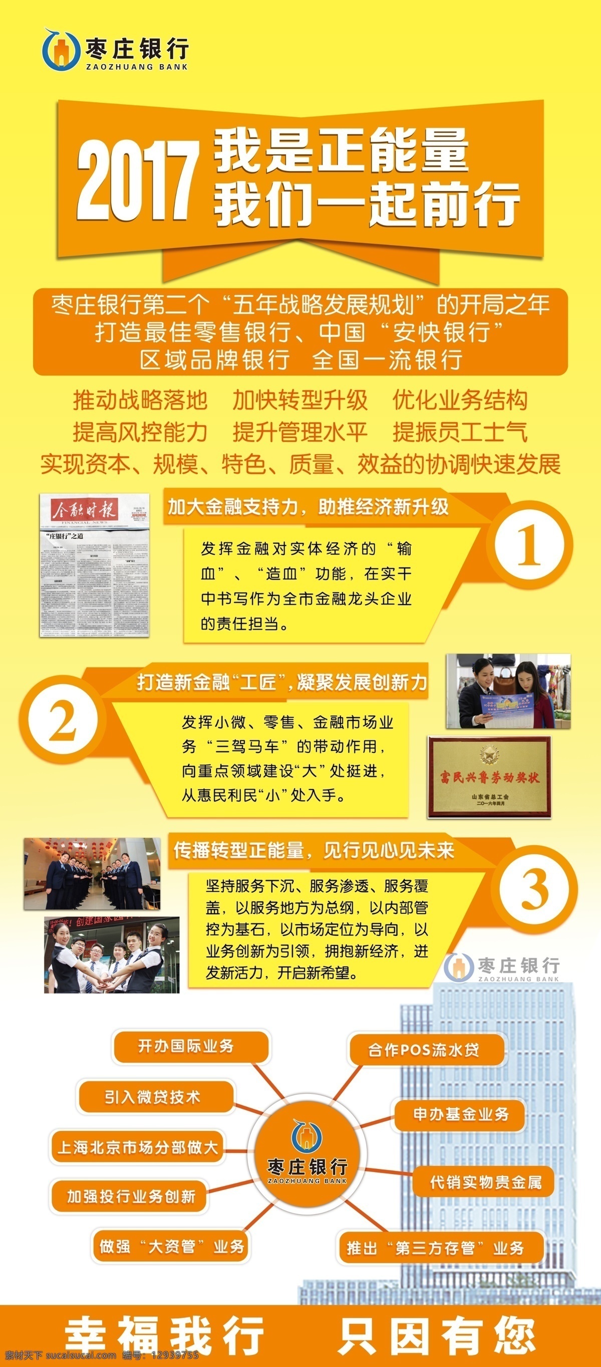 易拉宝 海报 银行 枣庄 黄色 枣庄银行 企业展架 展架 分层