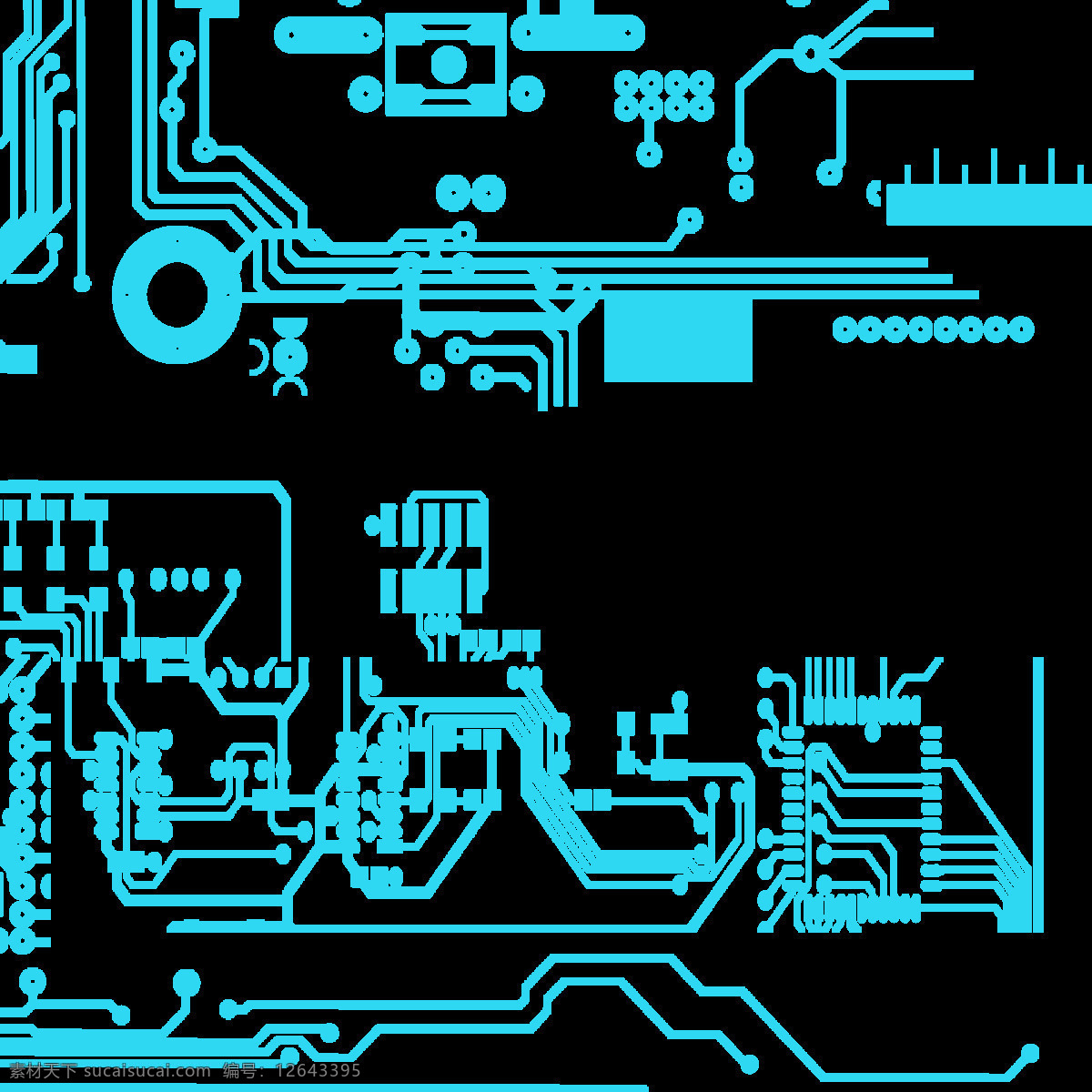 蓝色 商务 科技 电路图 元素 科技感线条 电脑线路板 微型集成 装饰图案 电路板 电子元件 科技电路图