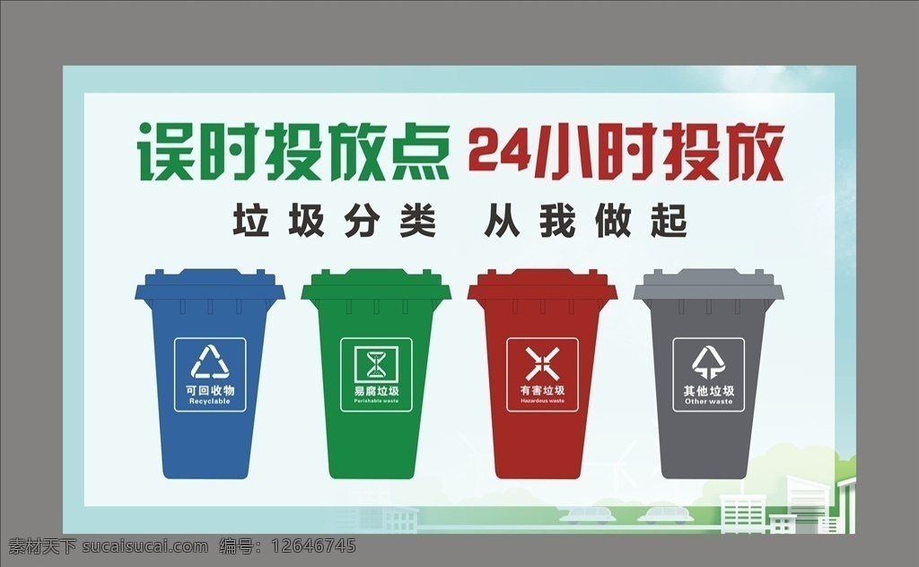 误时投放点 垃圾分类 易腐垃圾 有害垃圾 可回收垃圾 其他垃圾 垃圾