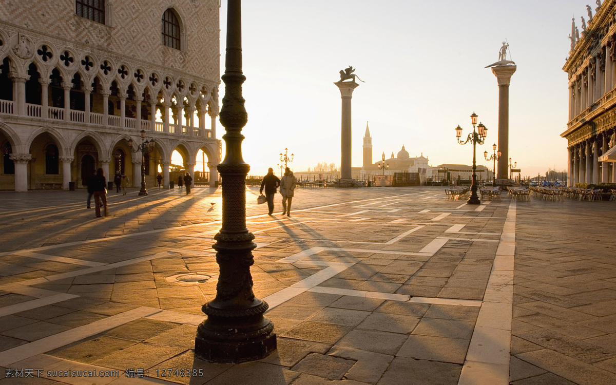 意大利 圣马可 广场 日出 圣马可广场 路灯 人群 散步 旅游摄影 国外旅游 摄影图库