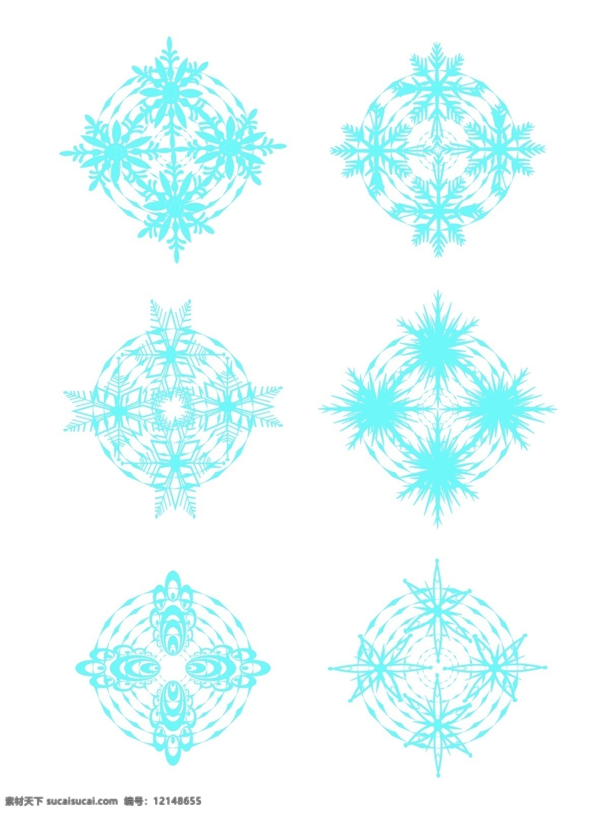 蓝色 冬季 雪花 元素 商用 图案 下雪 冬季元素 雪
