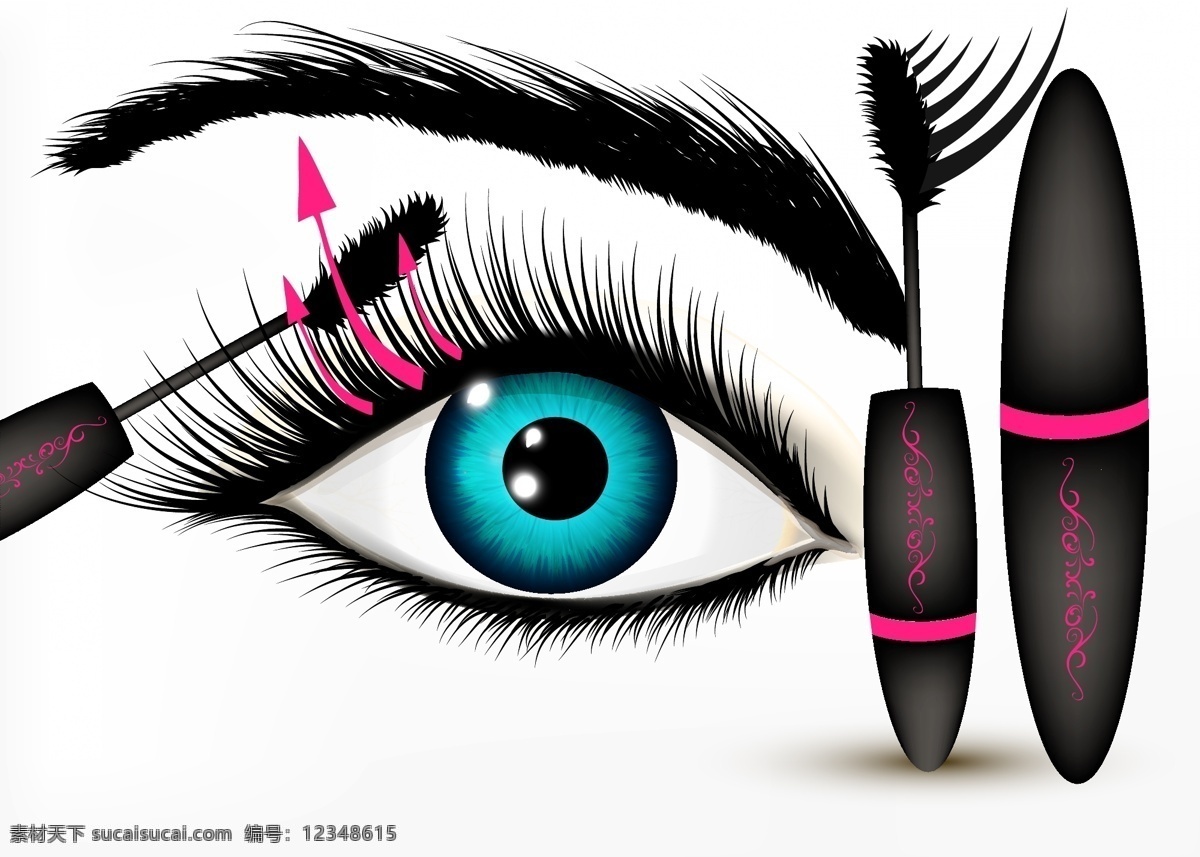 人物 眼睛 睫毛膏 插画 彩色 彩妆 化妆品 眼情 化妆