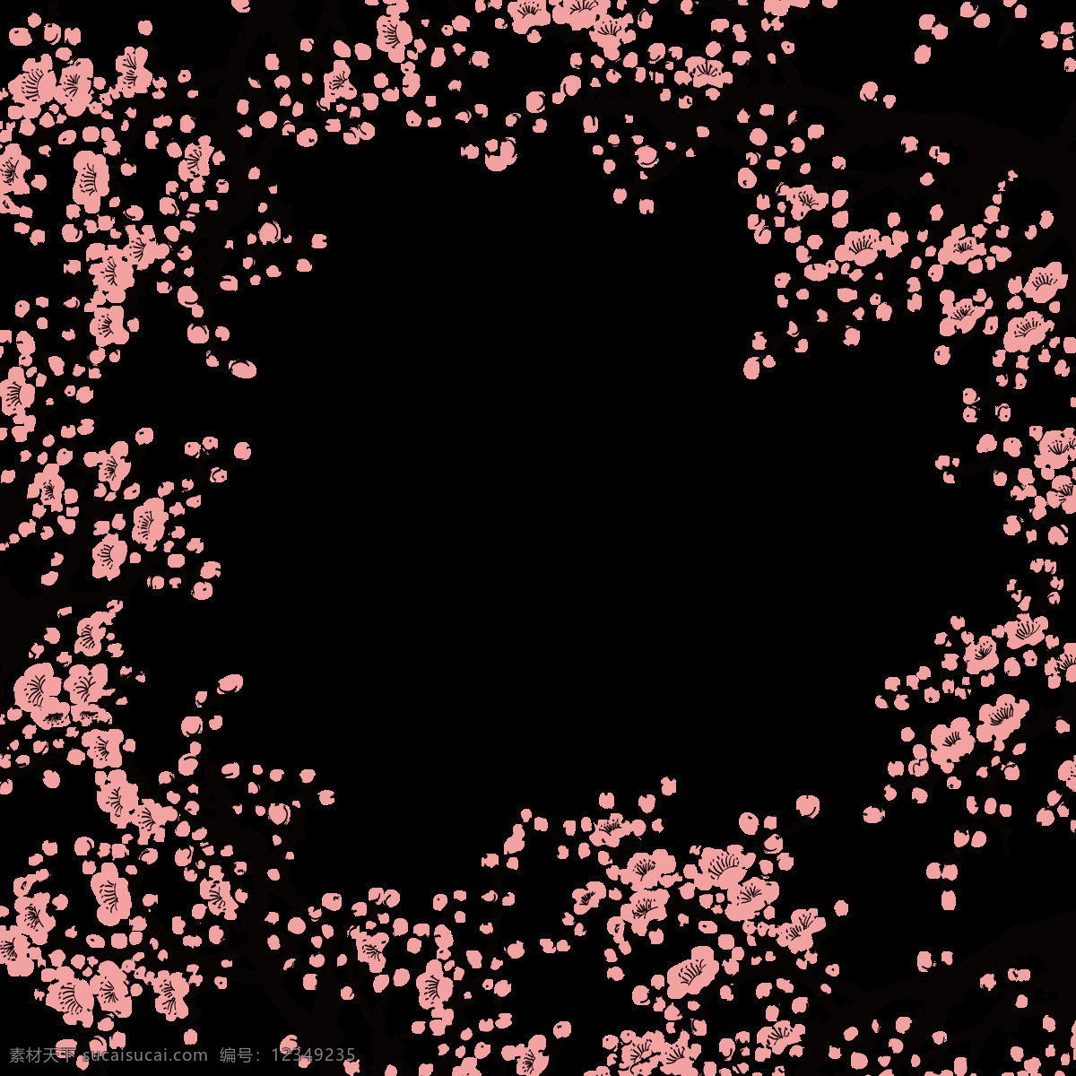 温柔 粉色 花瓣 樱花 装饰 元素 粉色花瓣 黑色树枝 花枝 装饰元素