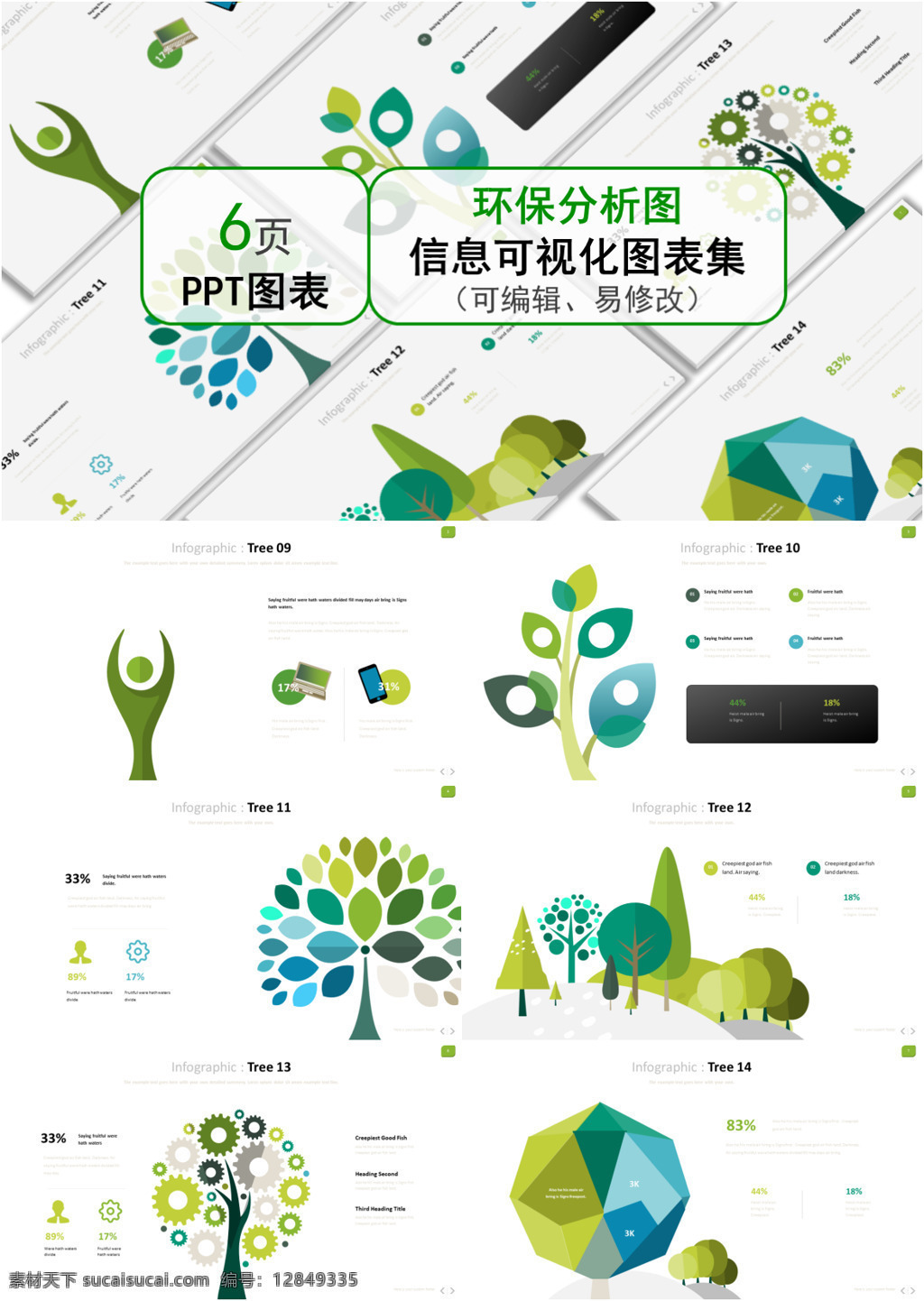 绿色 创意 通用 环保 分析图 图表 合集 简约 大气 环保分析图 ppt图表 图表合集 信息可视化
