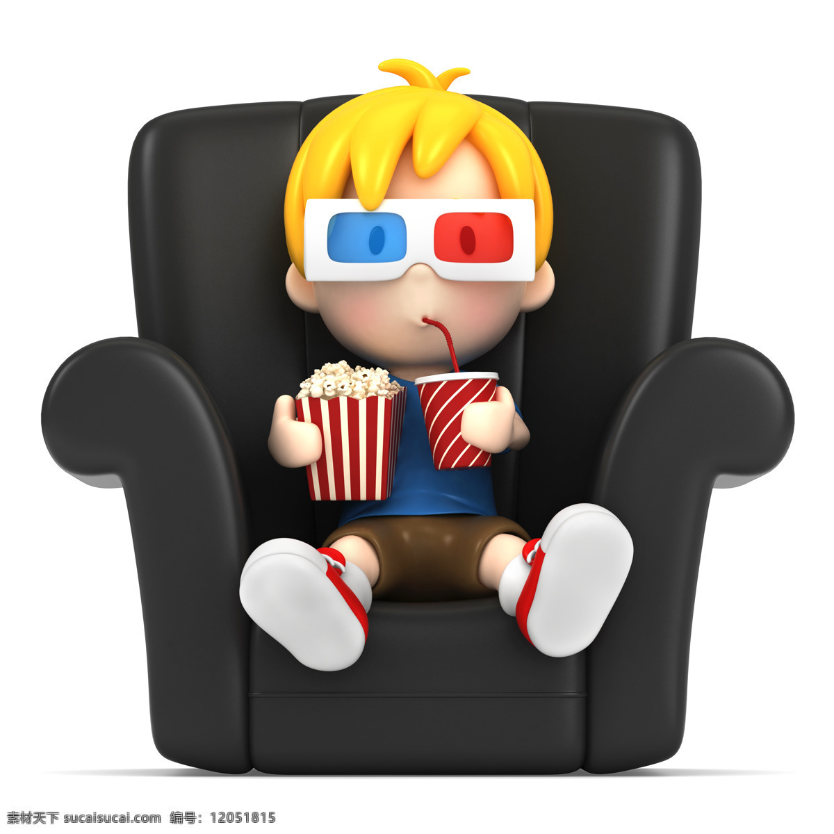 看电影 3d 小孩 沙发 3d眼镜 爆米花 3d小人 3d人物 卡通儿童 卡通3d 其他人物 人物图片