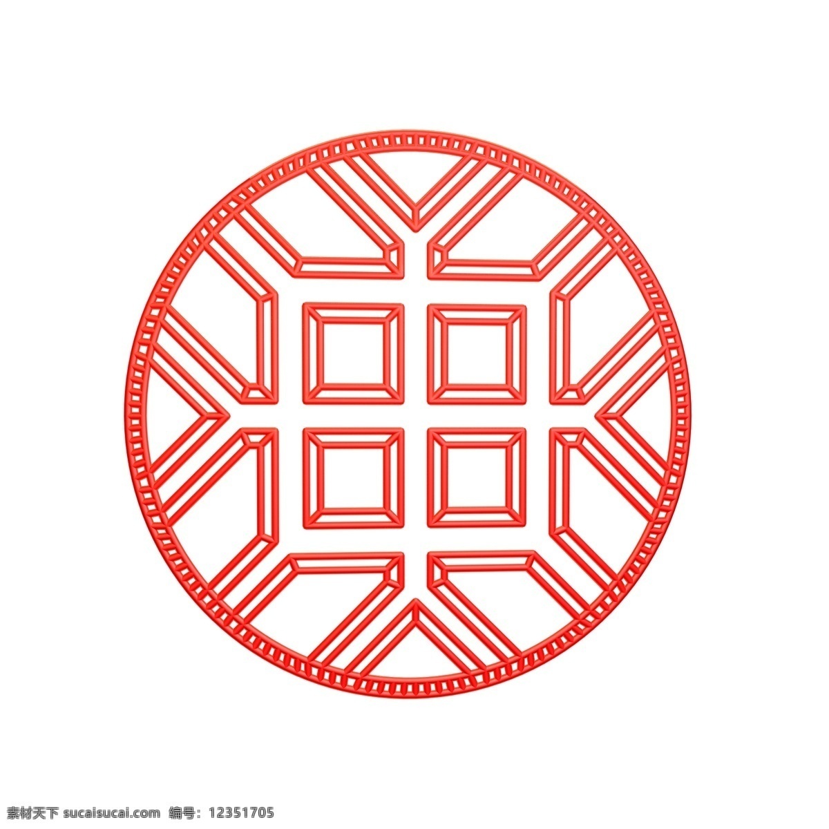 红色 古典 窗户 装饰 中国风 立体窗户 电商装饰 红色窗户 立体 创意 c4d 圆形窗纸