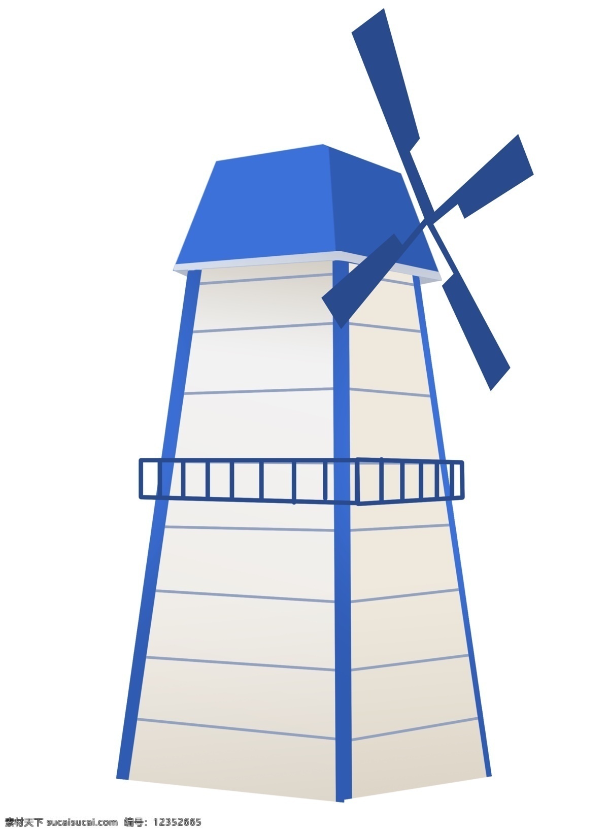 蓝色 风车 装饰 插画 蓝色的风车 风车建筑 漂亮的风车 木头风车 木质风车 精美风车 卡通风车