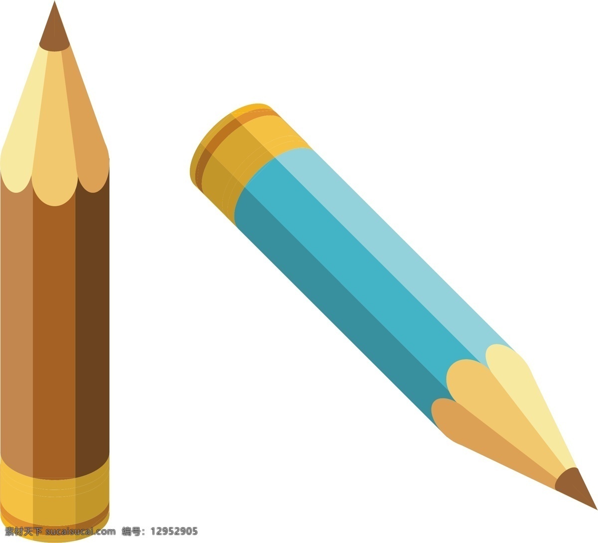 两 根 彩色 铅笔 插画 学习文具铅笔 两根彩色铅笔 教育文具铅笔 卡通铅笔插画 彩色铅笔插画 文具