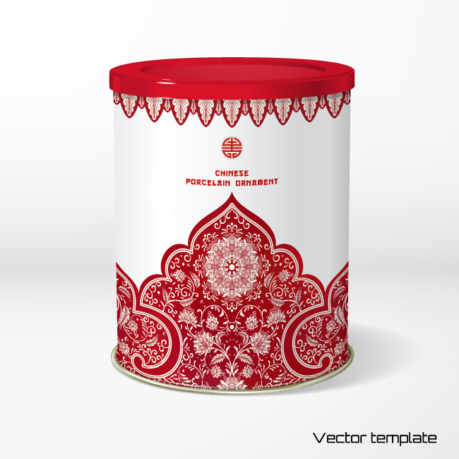中国 风 茶叶 包装设计 矢量 曲线 线条 彩色 色块 图标 花纹 底纹 包装 罐装 红色 中国风 白色