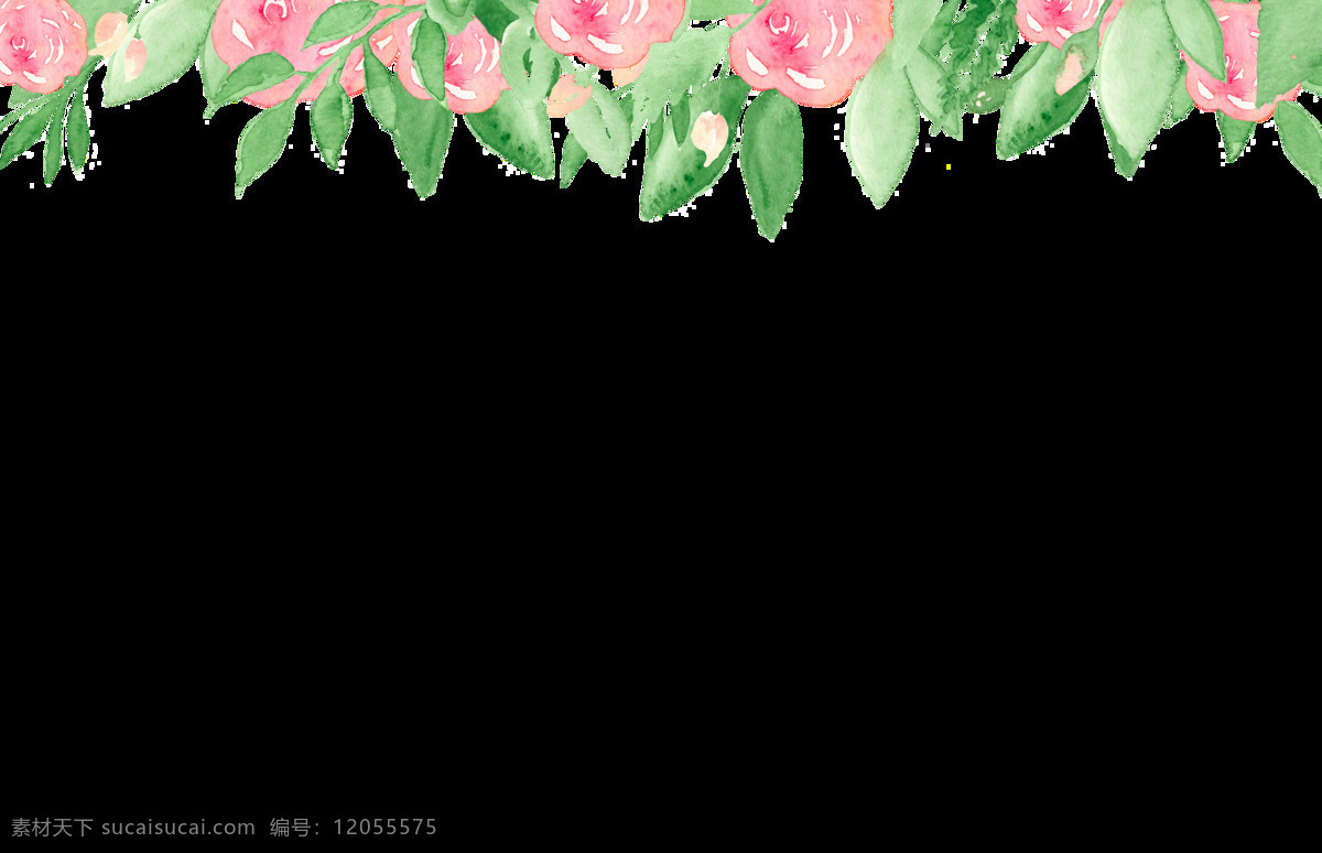 卡通 花朵 透明 水彩 花 粉色 绿叶 矢量素材 设计素材