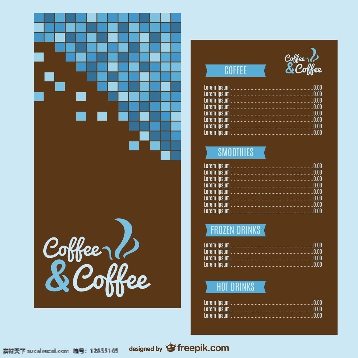 咖啡菜单模板 咖啡 菜单 模板 店 饮料 列表 冷 咖啡店 餐厅 冰沙 果汁 冷饮 热饮 青色 天蓝色