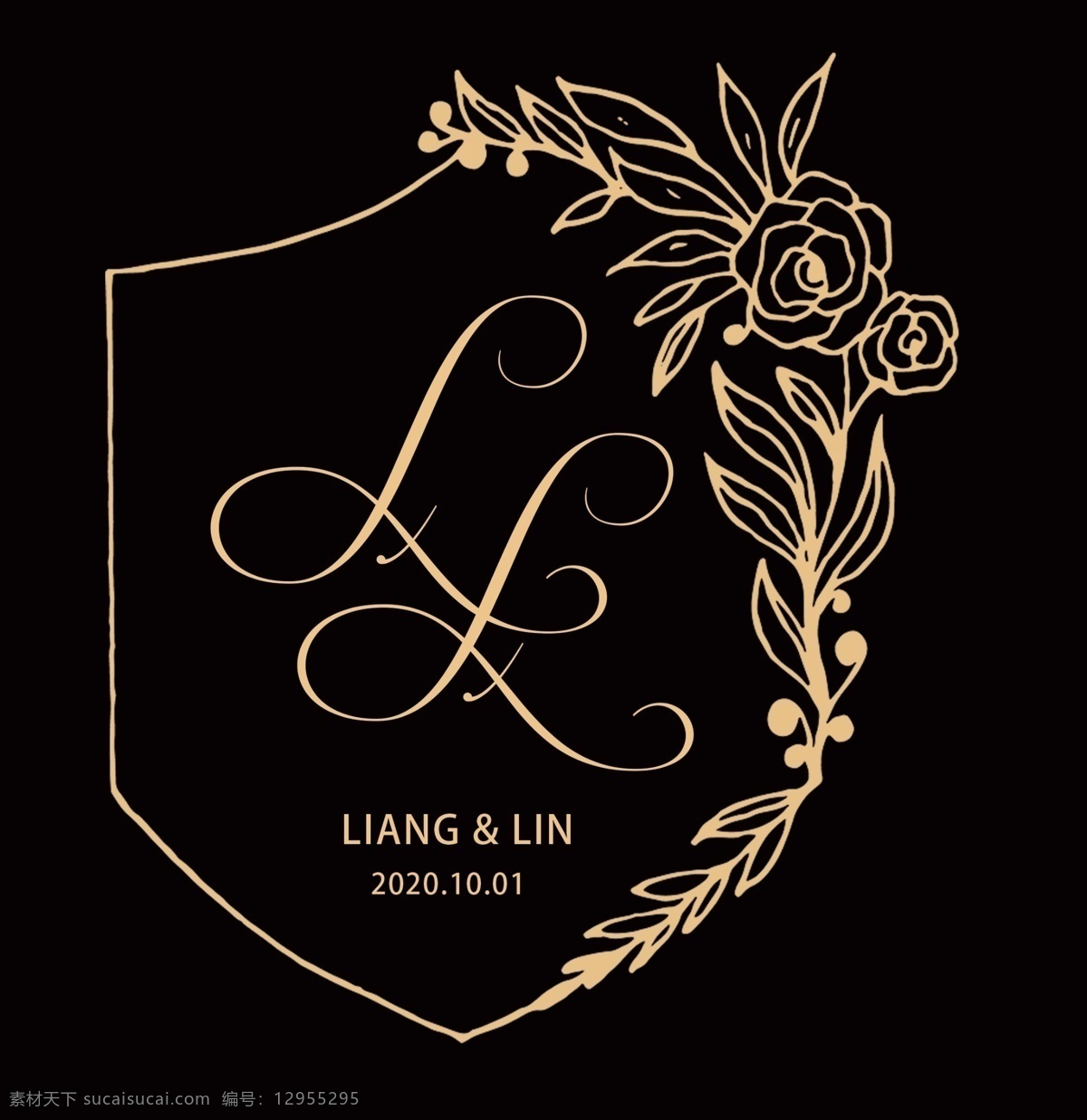 婚礼 logo 标志 字母 婚礼logo 室内广告设计