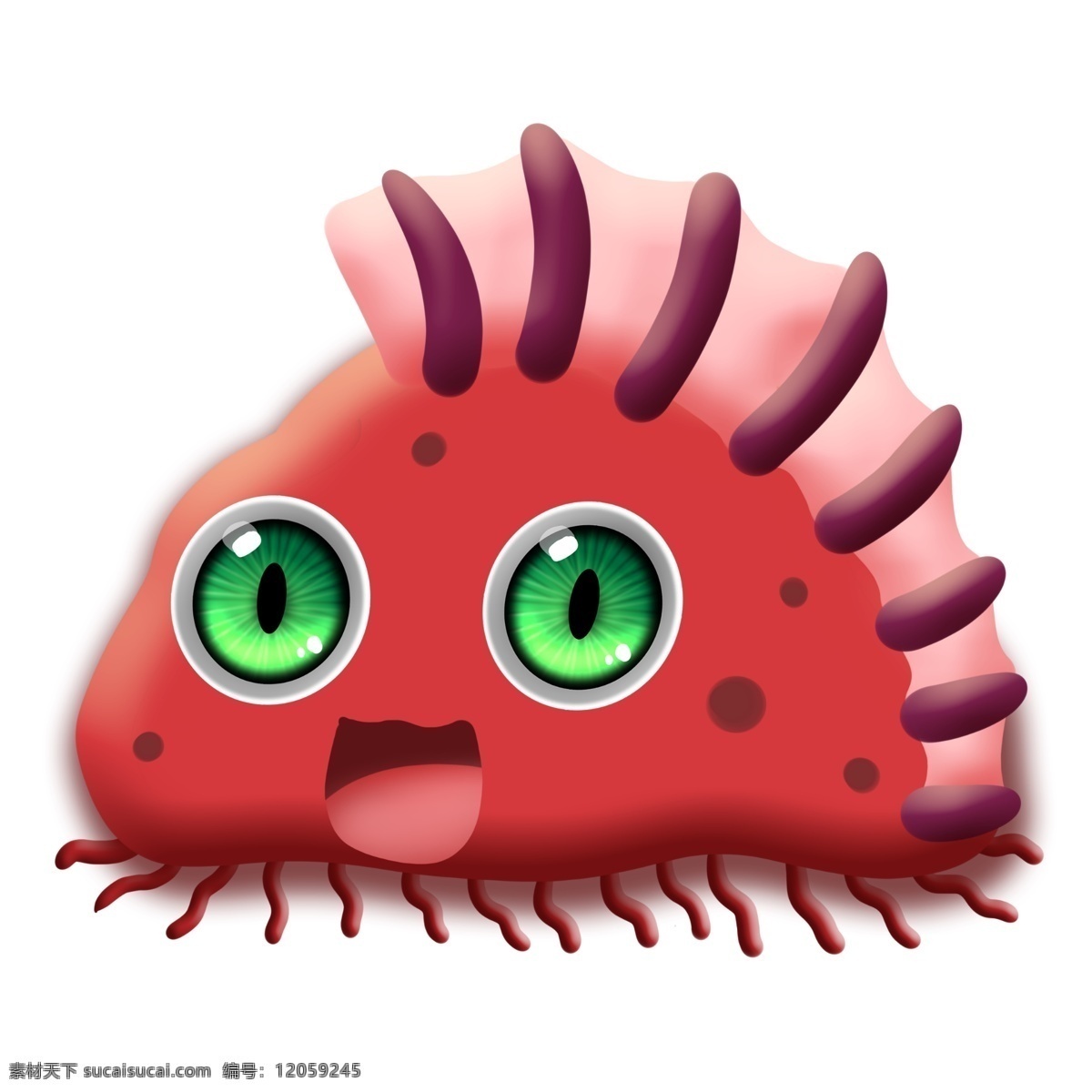 红色 斑点 病毒 细菌 卡通 大眼睛 杆菌 医学 生物 害怕 恶魔 冷笑 疾病 生病 菌体 菌状 细胞