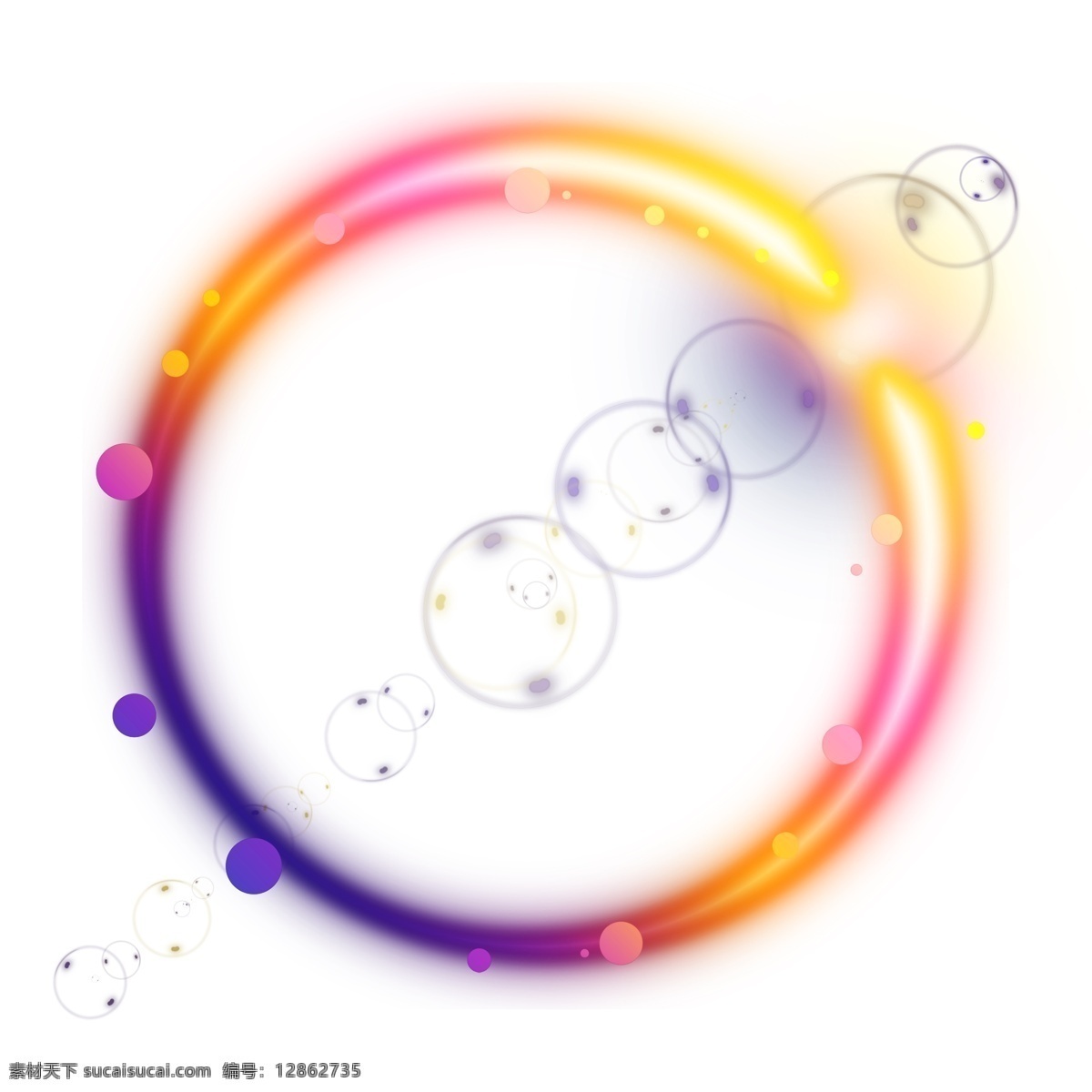 光效 多彩 圆圈 泡泡 分 图 层 原创 黄色 紫色 蓝色 渐变 分图层 粉色 圆点