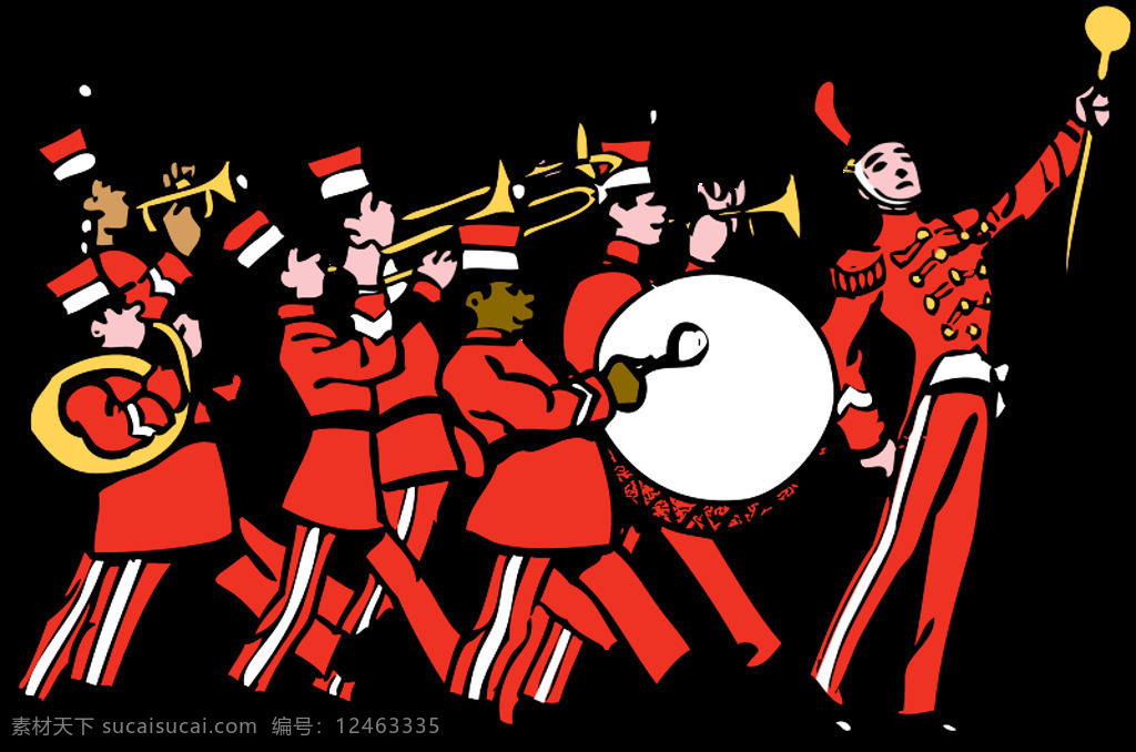 乐队 卡通 主要的鼓 仪器 行军 音乐 的人 svg 黑色