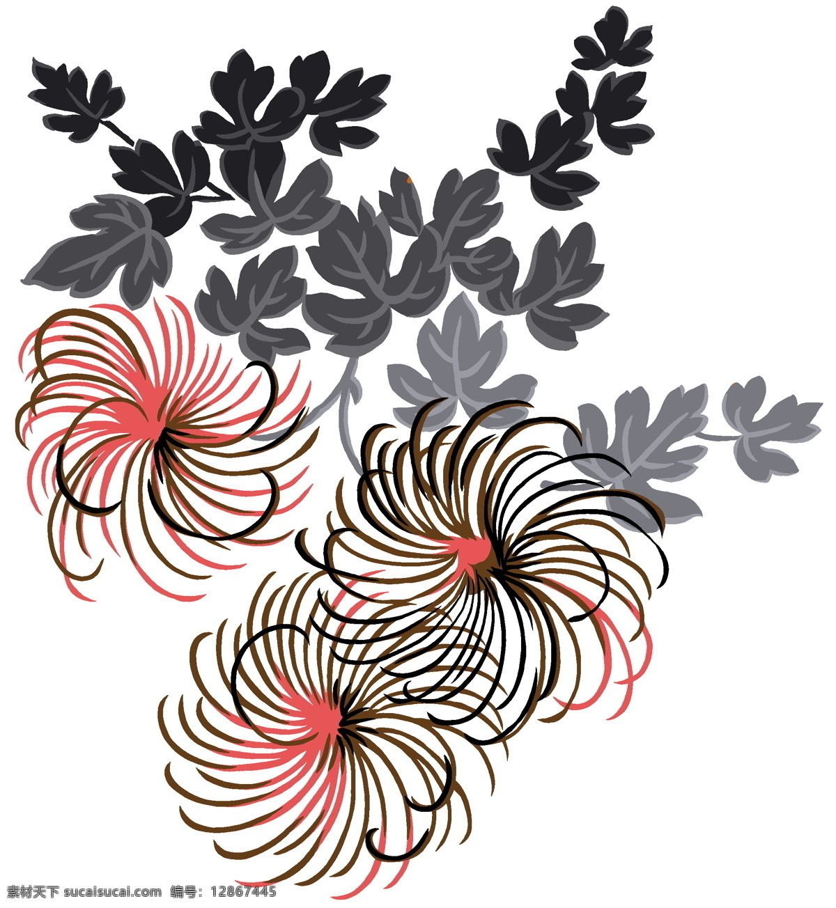 花草插图 花纹 图案 花纹图案 设计素材 花草图案 植物插图 书画美术 白色
