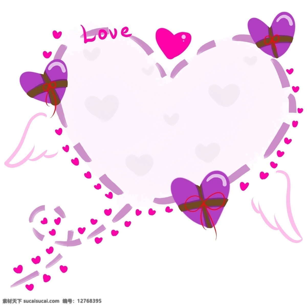 爱心 边框 装饰 插画 紫色