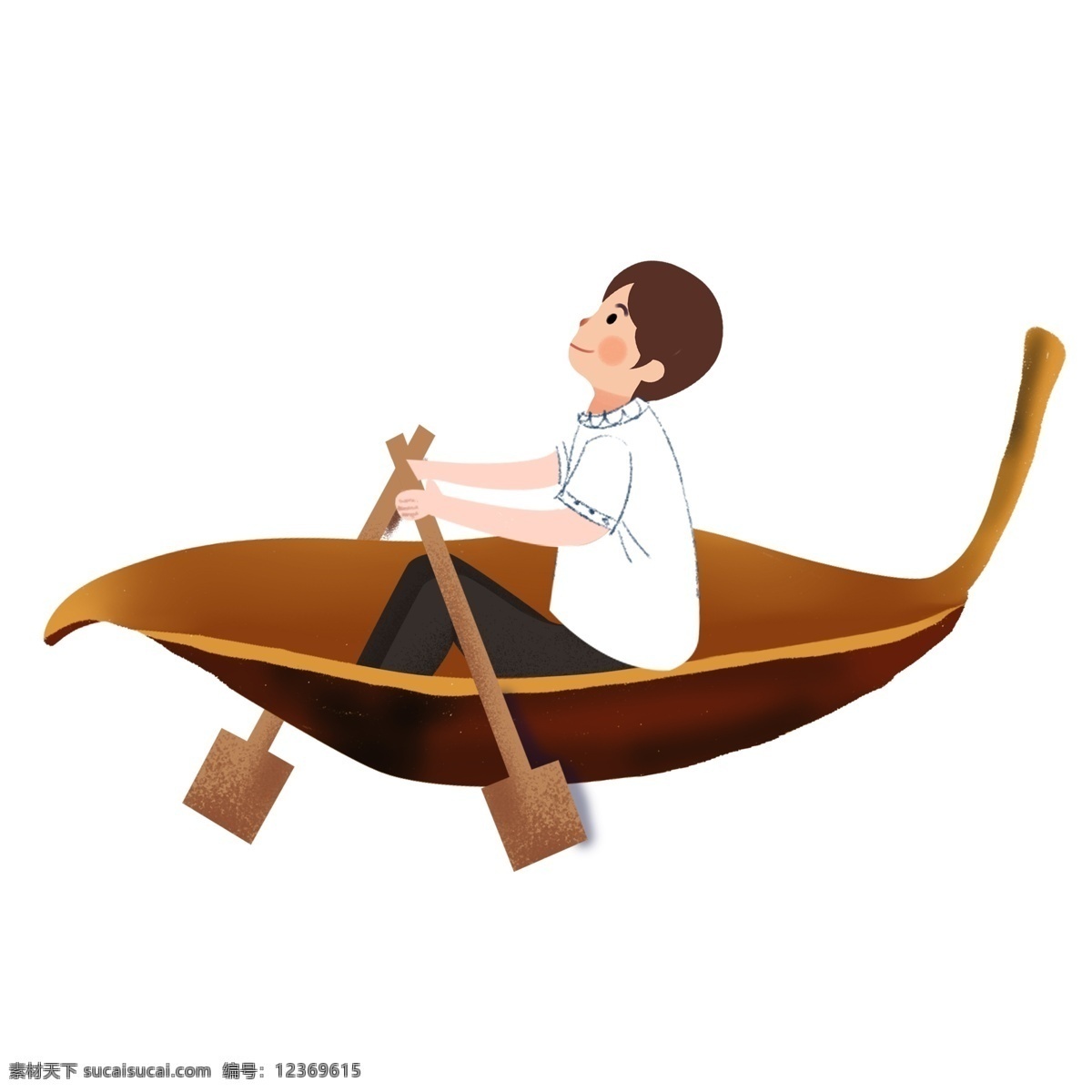 划 木船 男孩 图案 元素 人物 划船 设计元素 简约 手绘 创意元素 手绘元素 psd元素