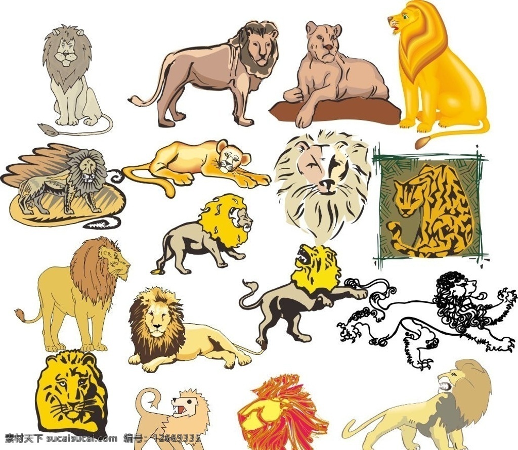 动物世界 狮子 金毛狮王 豹 野豹 凶猛动物 动物家族 素描 动物 陆地动物 生物世界 各种 矢量 模板下载 各种动物 素描图 线条 海洋动物 简笔画 手绘 野生动物