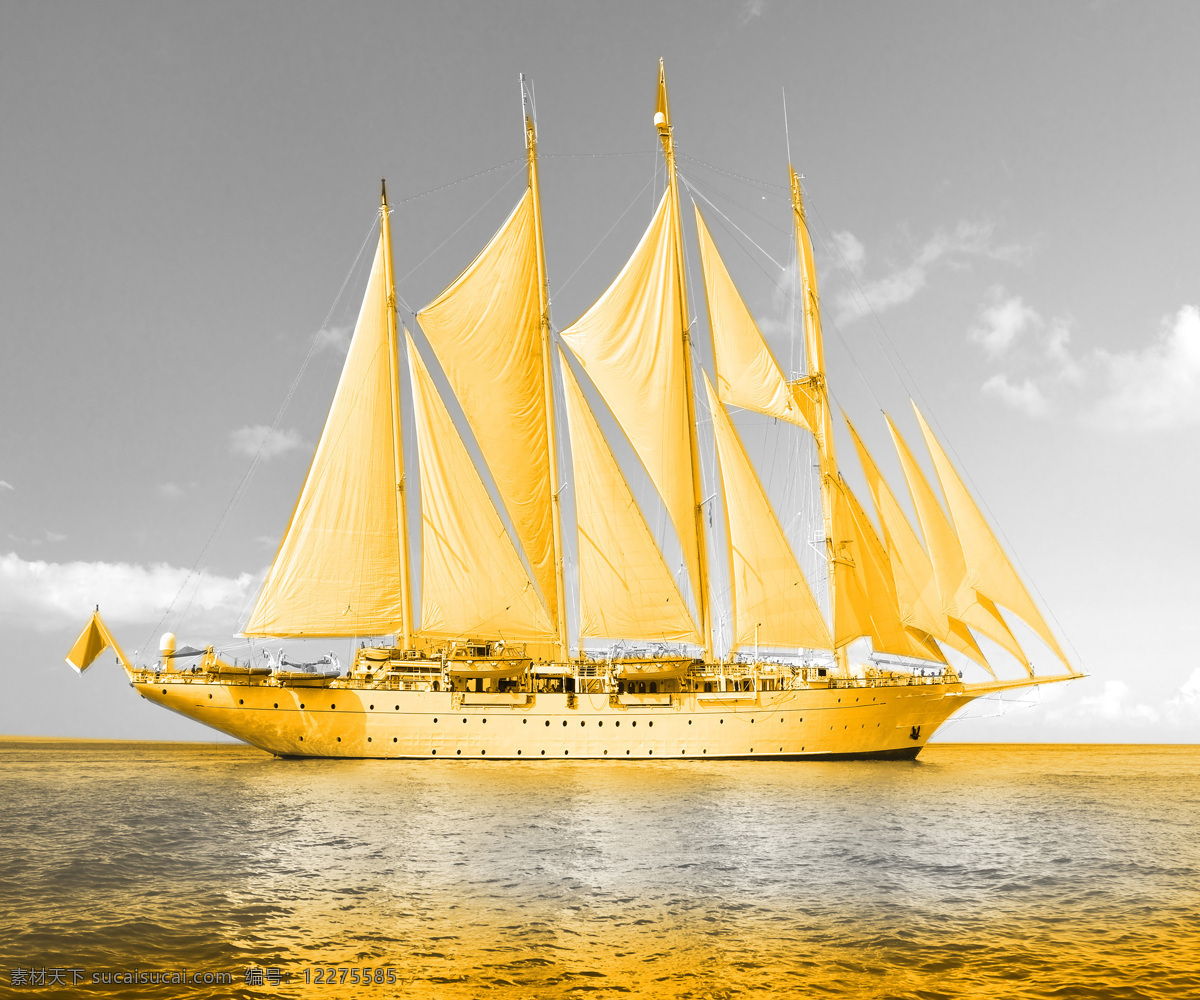 金色帆船 船 航海 航行的船 大船 大气的船 金色 现代科技 交通工具