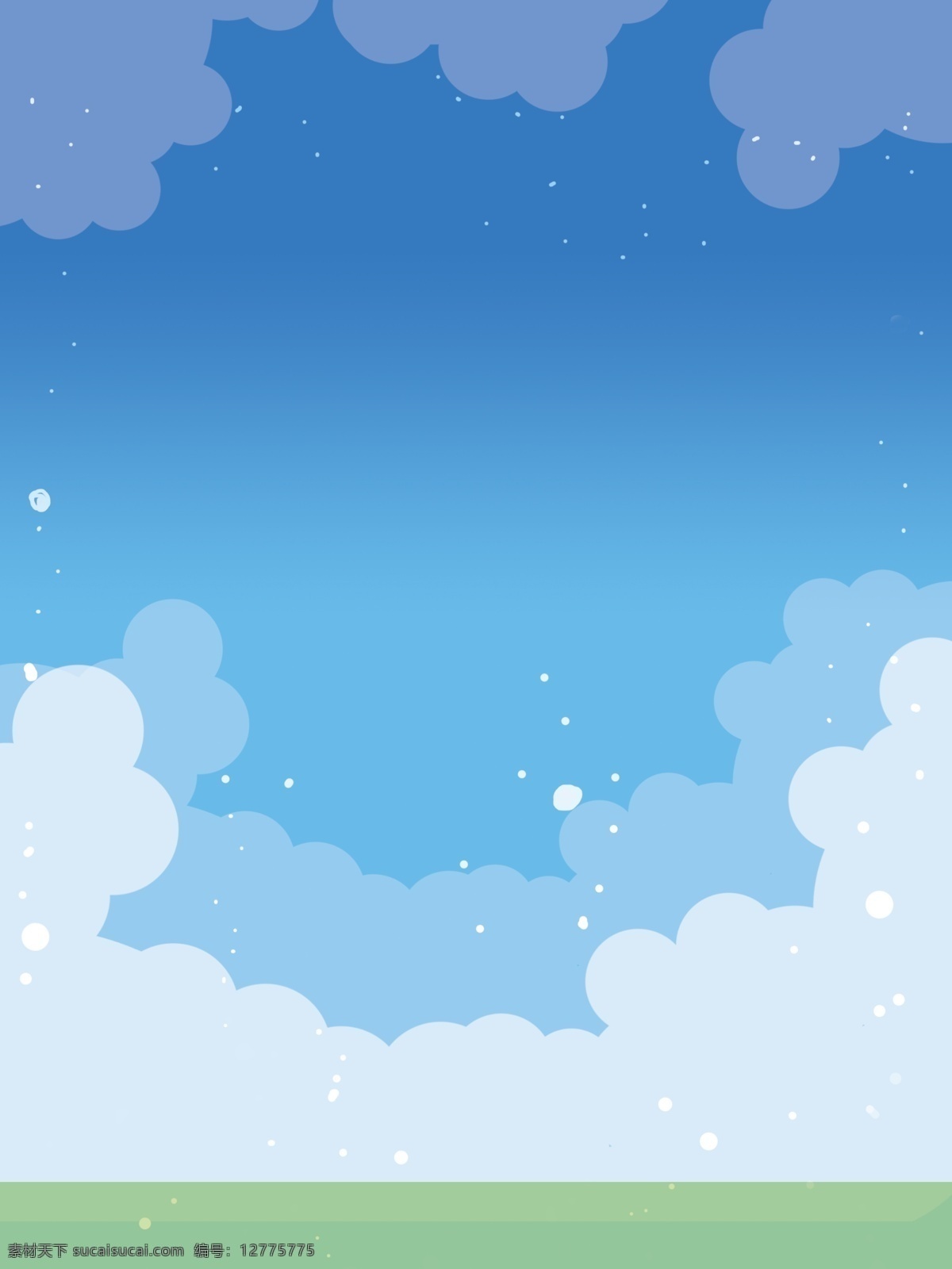 清新 蓝色 气泡 广告 背景 广告背景 草地 云朵 云边 泡泡