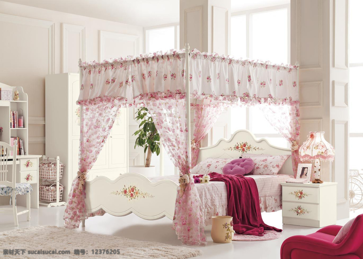 粉色 可爱 卧室 家居装饰素材 室内设计