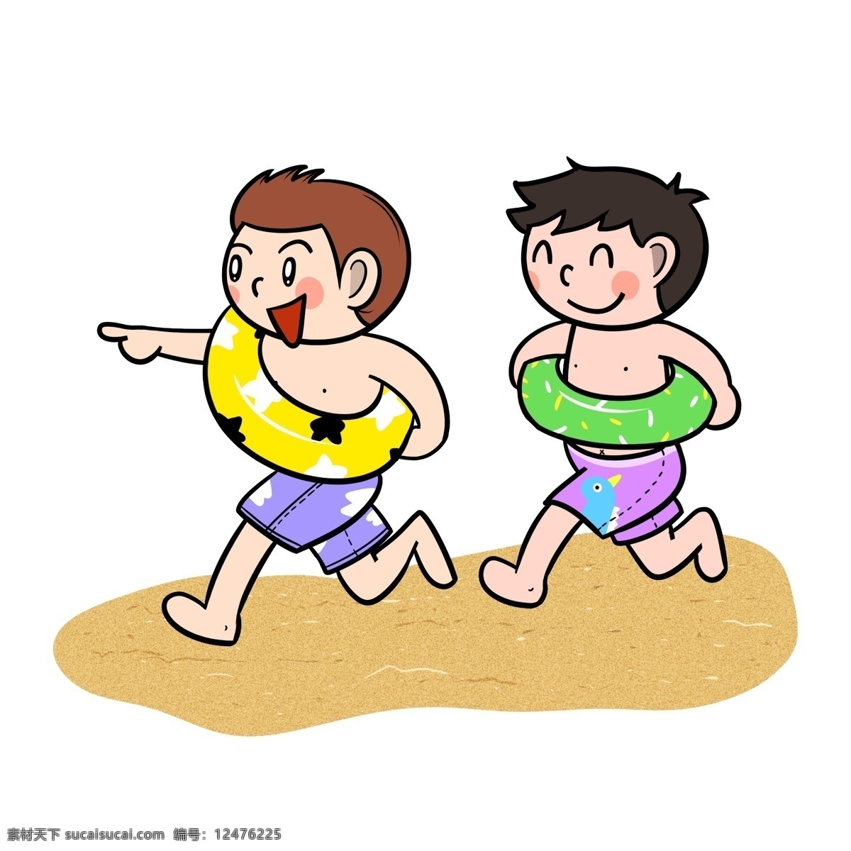 卡通 夏季 儿童 沙滩 追 闹 透明 底 夏天 玩耍 海边 海滩 海边人物 夏季人物 夏天人物 卡通人物 卡通夏季