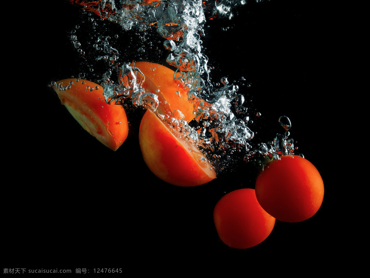 掉 进水 里 番茄 新鲜番茄 蔬菜 放入 水中 新鲜蔬菜 动感水花 泡沫 水泡 水珠 蔬菜图片 餐饮美食