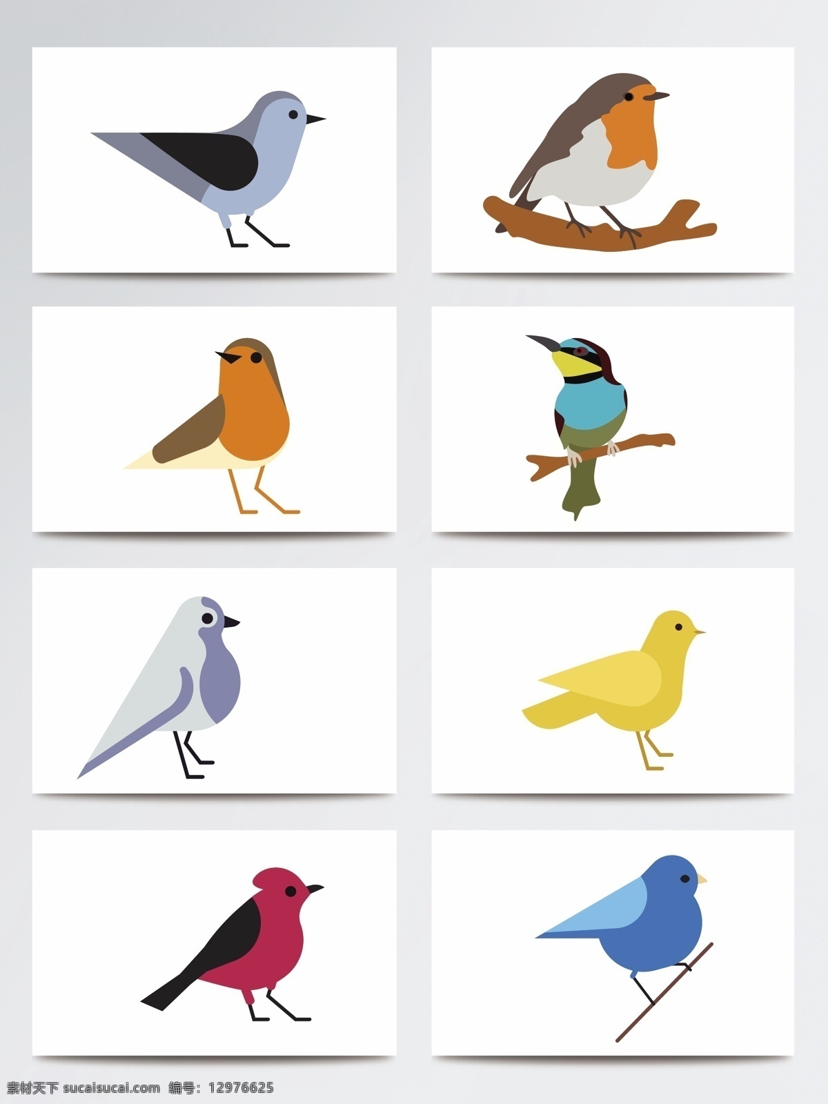 彩色 可爱 扁平化 小鸟 动物 简约 小清新 简单 卡通 鸟类