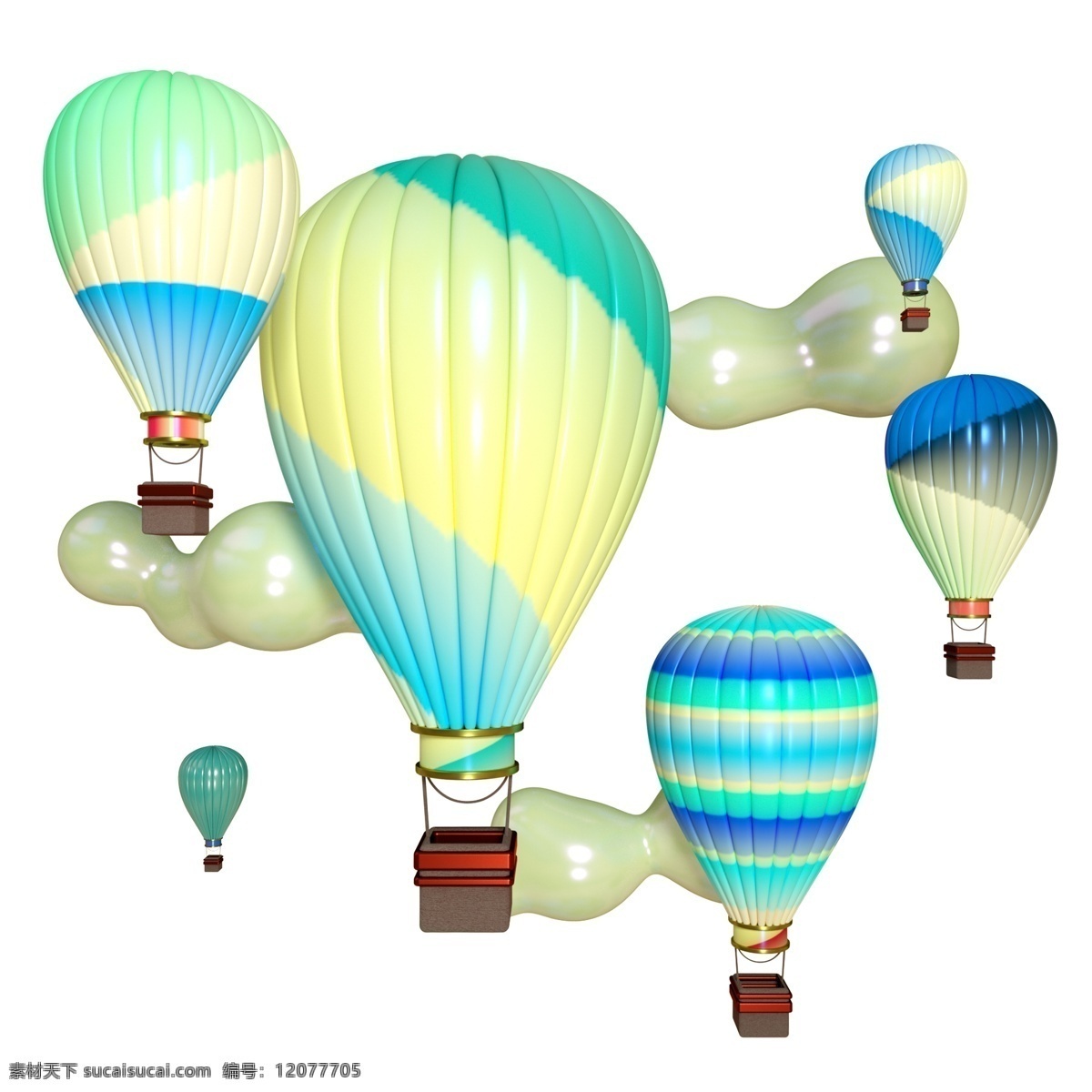 五 四 青年 彩色 热气球 三维 电商 五四