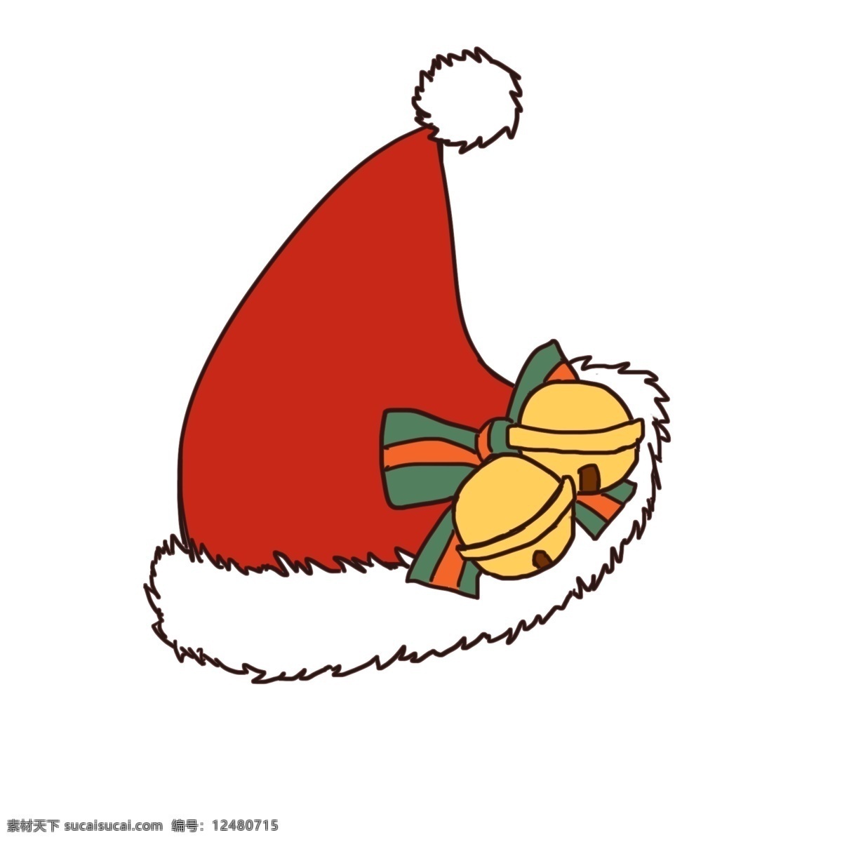 圣诞节 圣诞 帽 卡通 可爱 铃铛 节日 圣诞帽 原创 手绘风