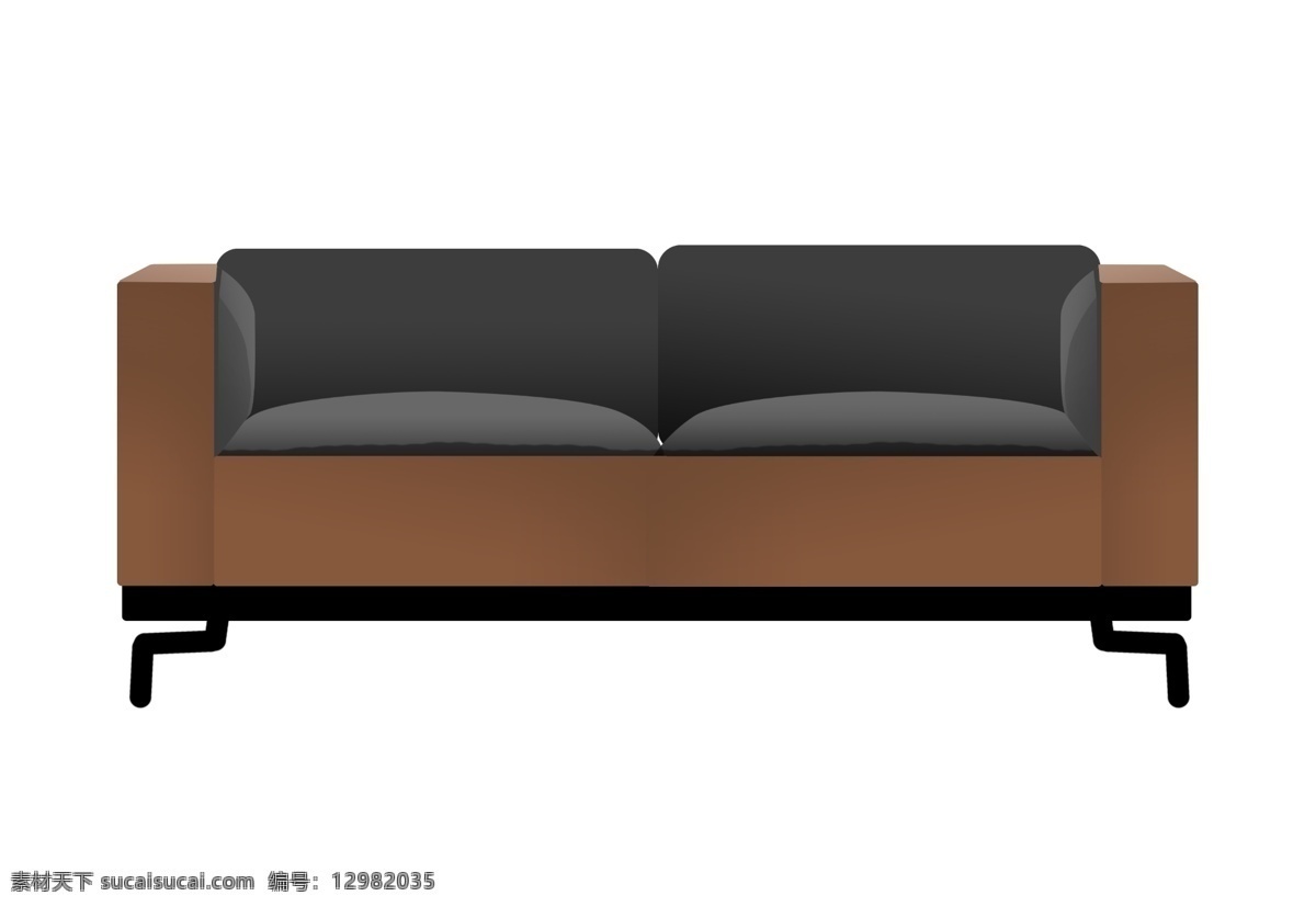 棕色 家具 沙发 插画 棕色的沙发 卡通插画 家具插画 家具椅子 精美家具 木质家具