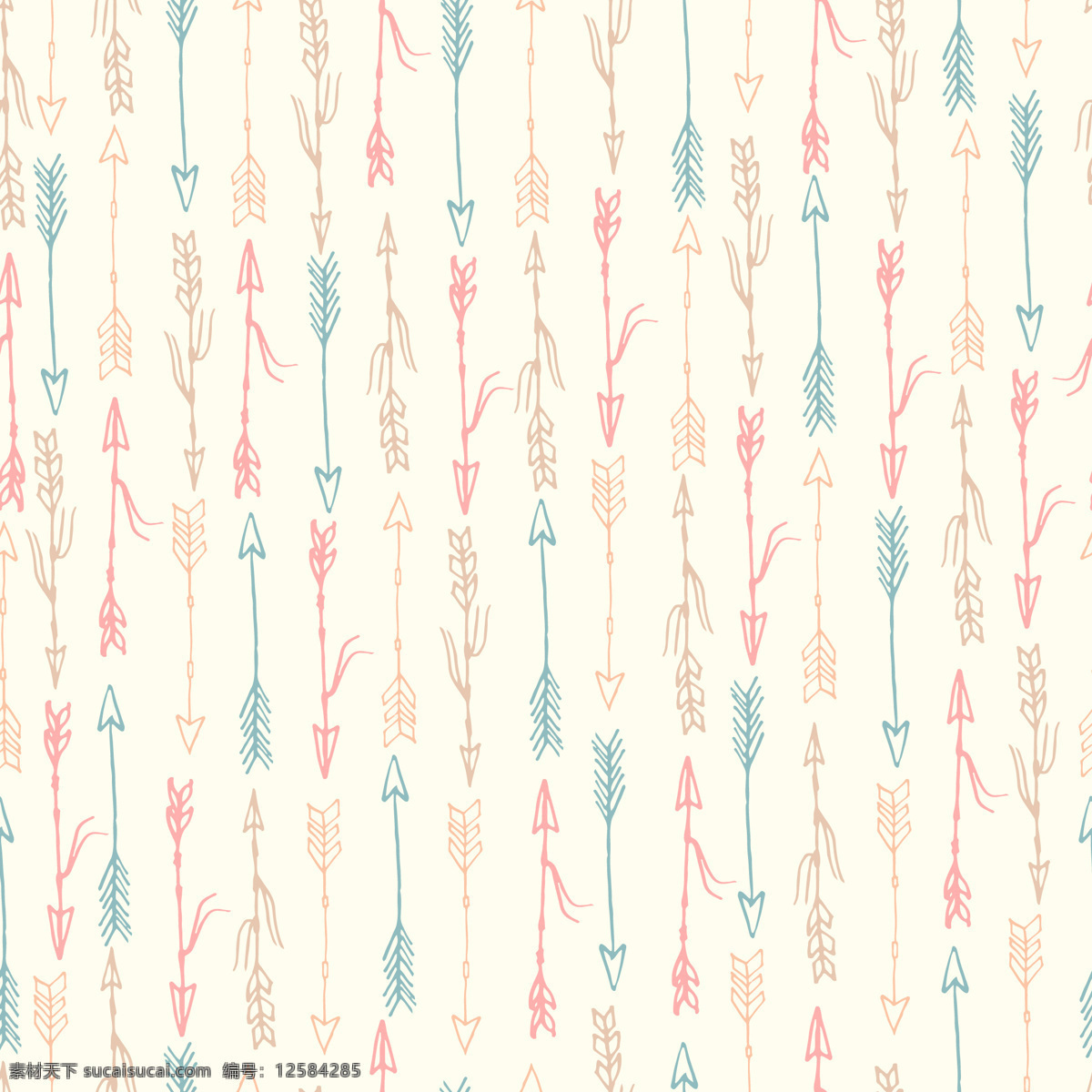 日 系 清新 粉色 弓箭 壁纸 图案 装饰设计 壁纸图案 蓝色弓箭 粉色弓箭 手绘风格 小丝带
