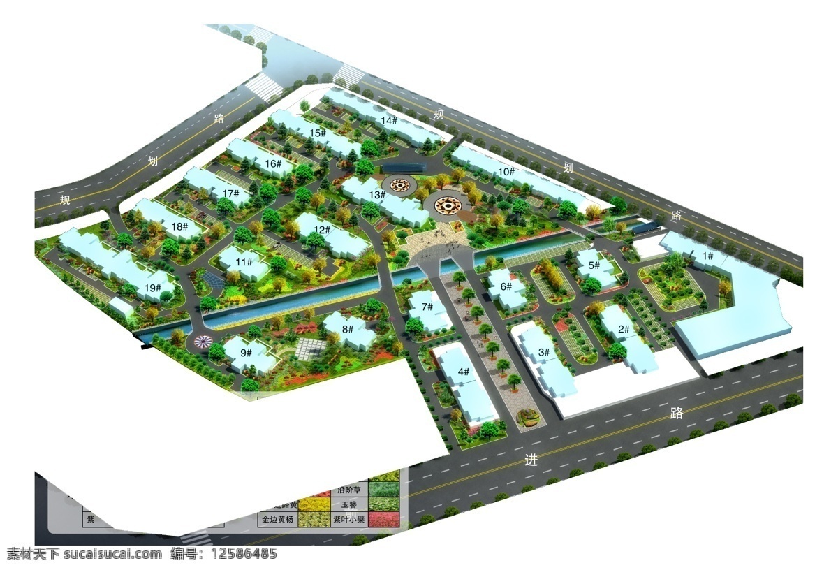 小区绿化 小区 绿化 图例 树种 效果图 香樟 效果图设计 分层