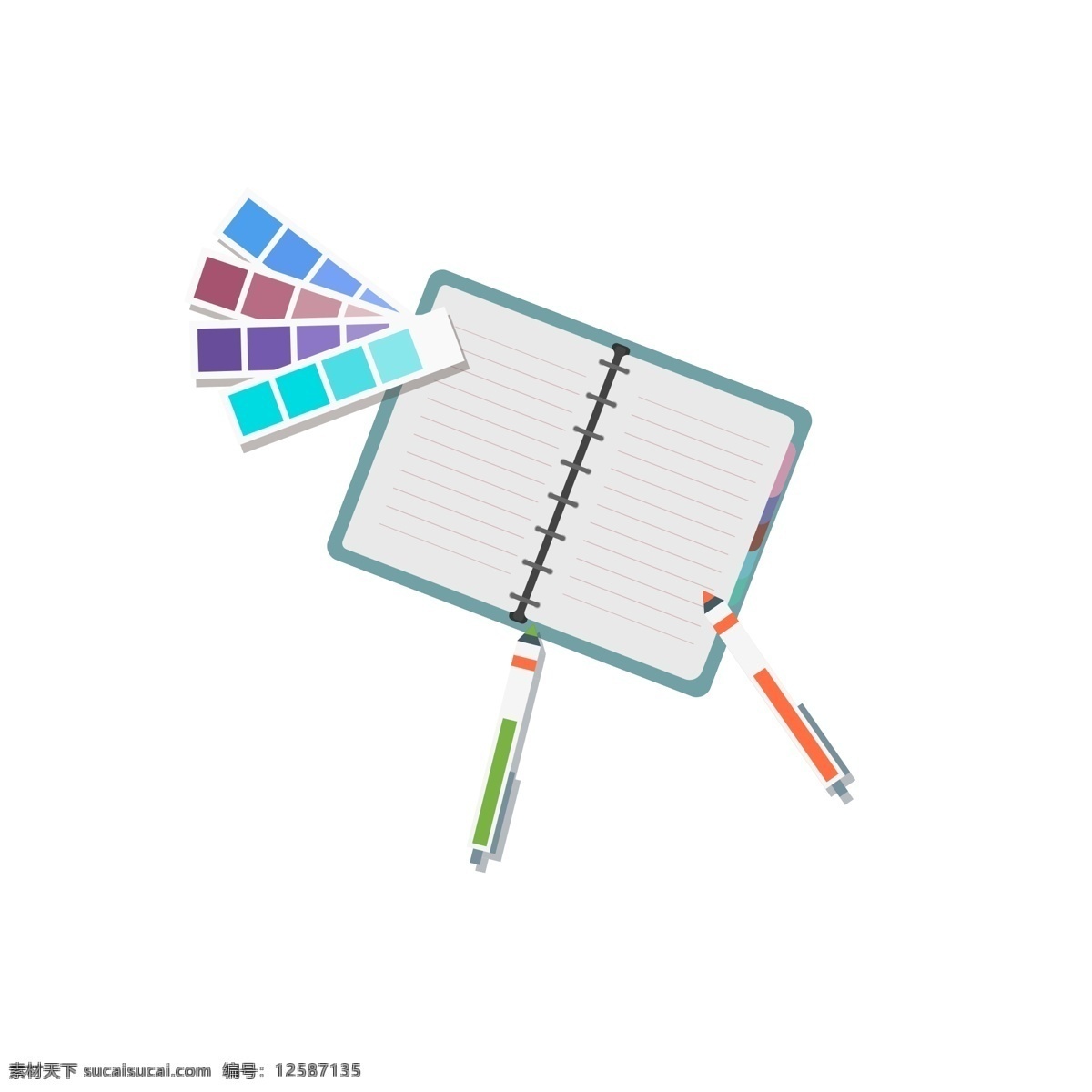 学习 文具 本子 笔 装饰 简约 元素 彩色 用品