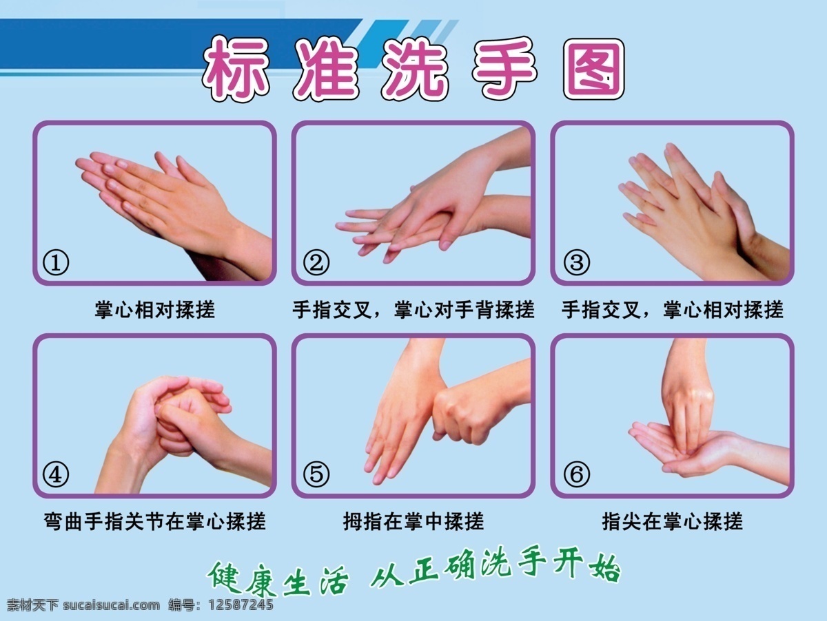 洗手图 洗手 6步图 健康 方法 手