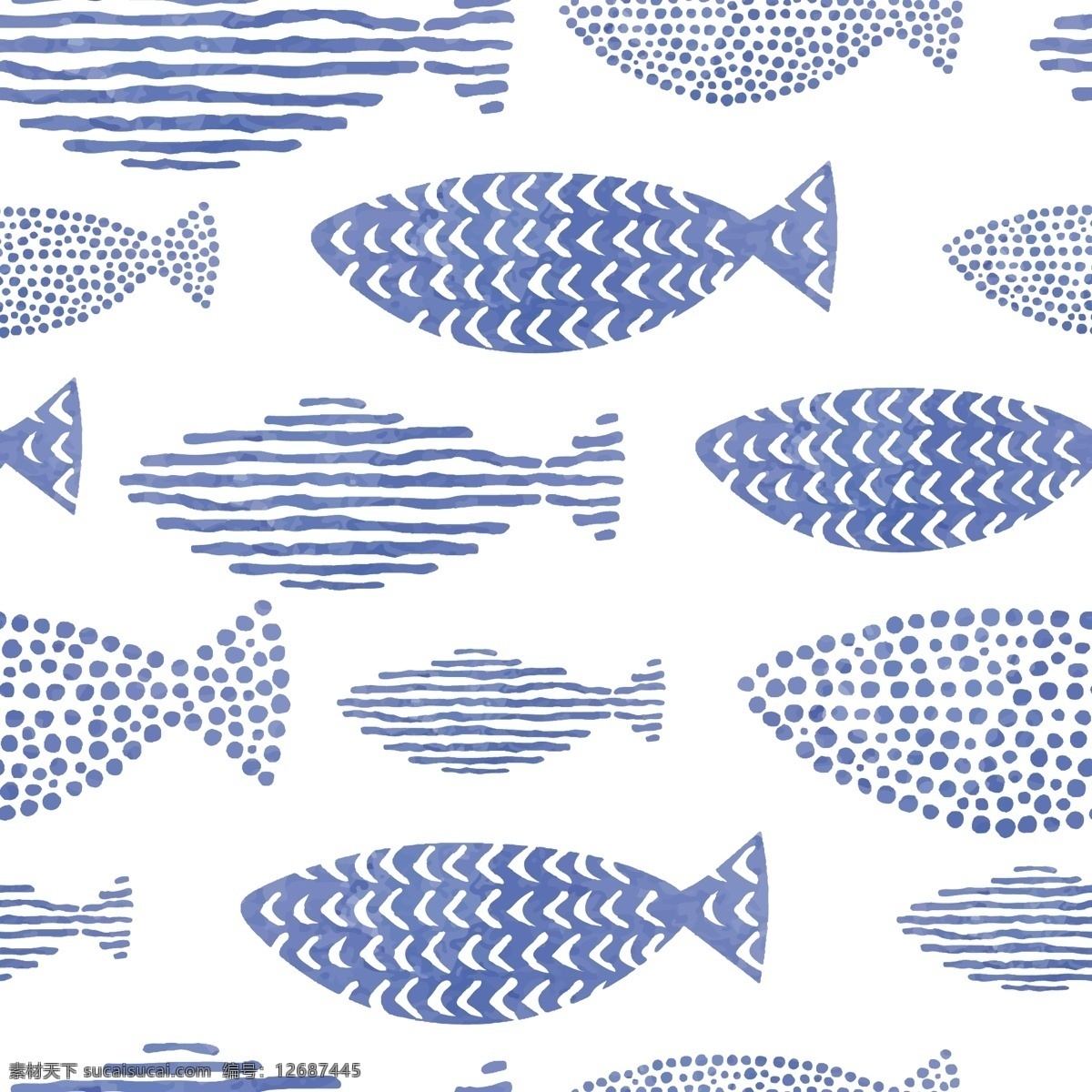 海洋 鱼 卡通 动漫 线 稿 印花 循环 线稿 动物世界 海洋鱼 通动漫线稿