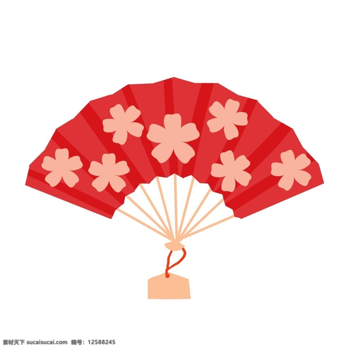 红色日式折扇 红色 扇子 日本