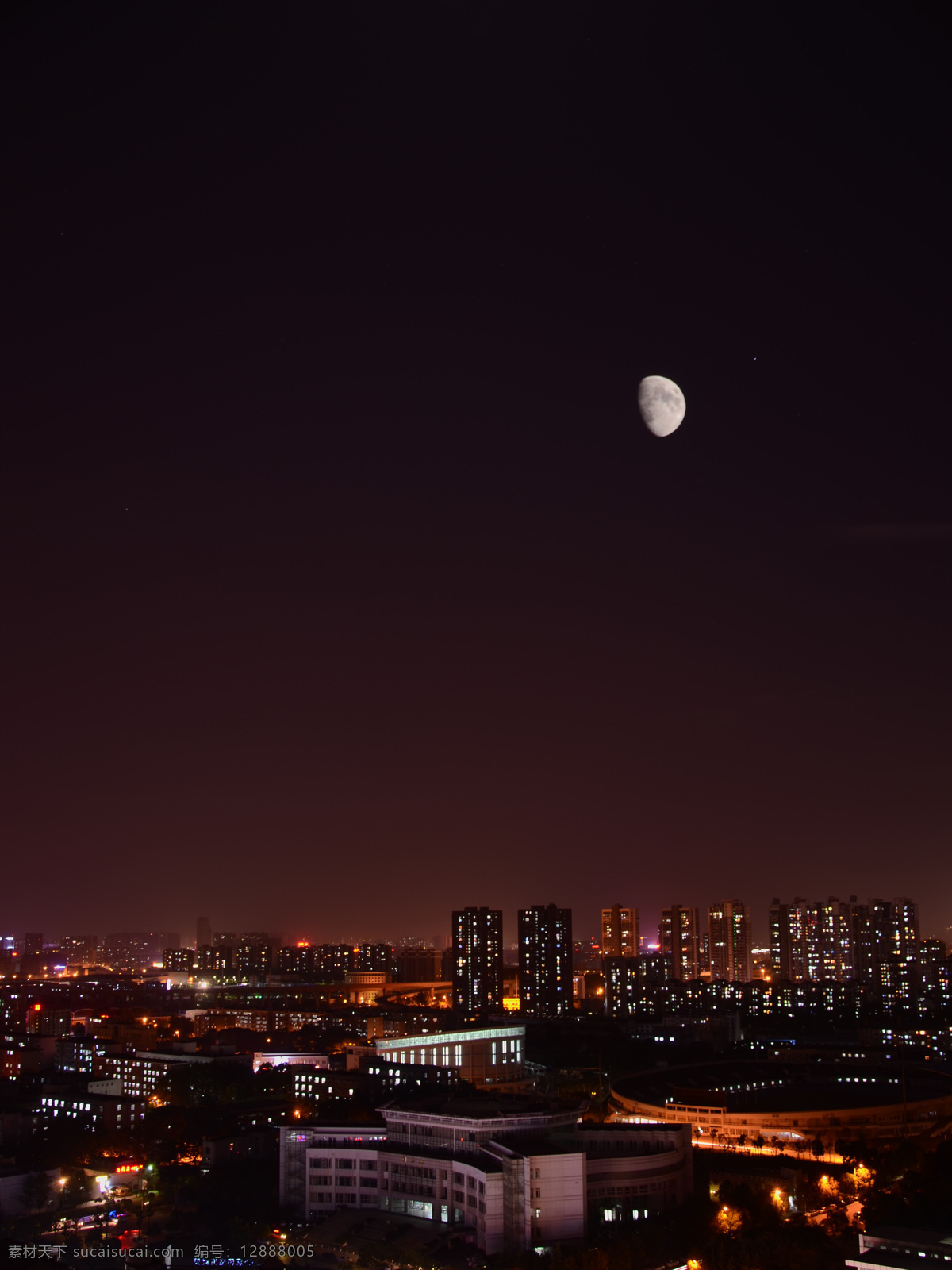 城市夜景 城市 夜景 月亮 夜空 多重曝光 旅游摄影 国内旅游