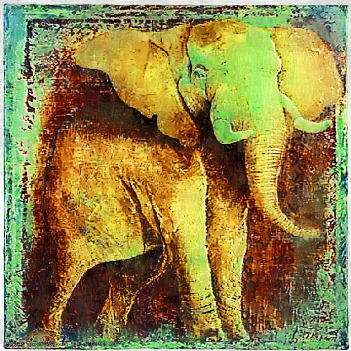 大象 动物 复古 怀旧 绘画书法 文化艺术 无框画 大象设计素材 大象模板下载 油画 装饰画 野生动物 装饰素材