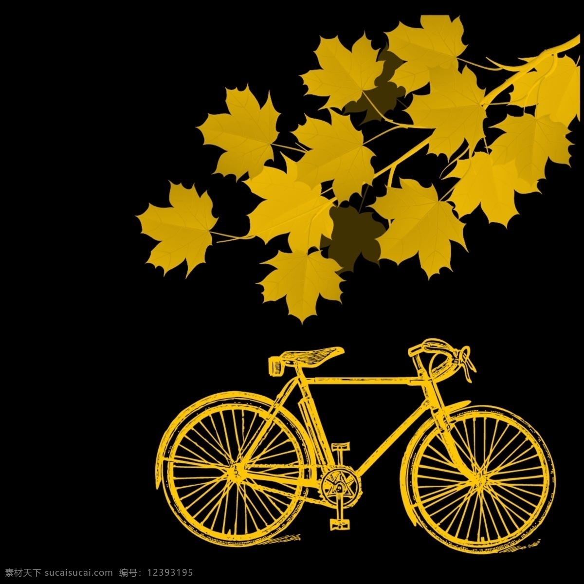 秋叶 下 风景 秋天 自行车 忧伤 黑色