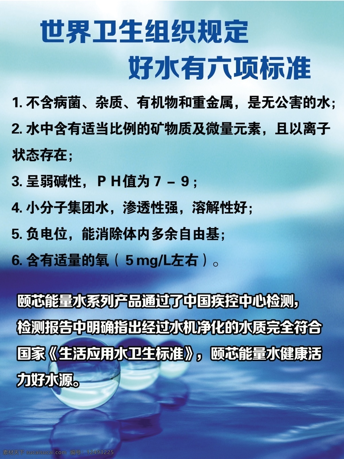 好 水 六大 标准 巴马水源 蓝色背景 健康 好水六大标准