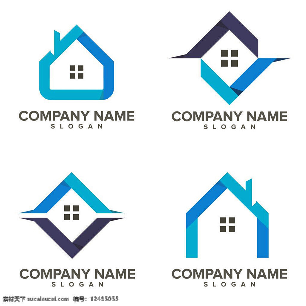 蓝色 别墅 房屋 标志 志 行业标志 红色logo 渐变logo 抽象logo 网络logo