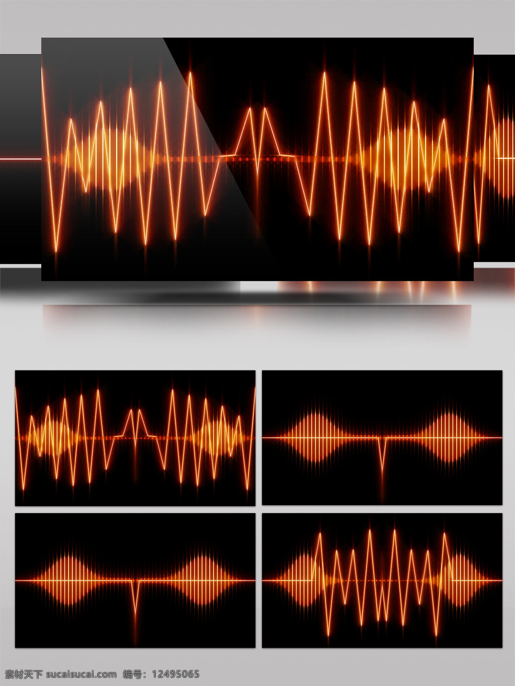 橙色 心电图 视频 波纹线 正弦线 视频素材 动态视频素材