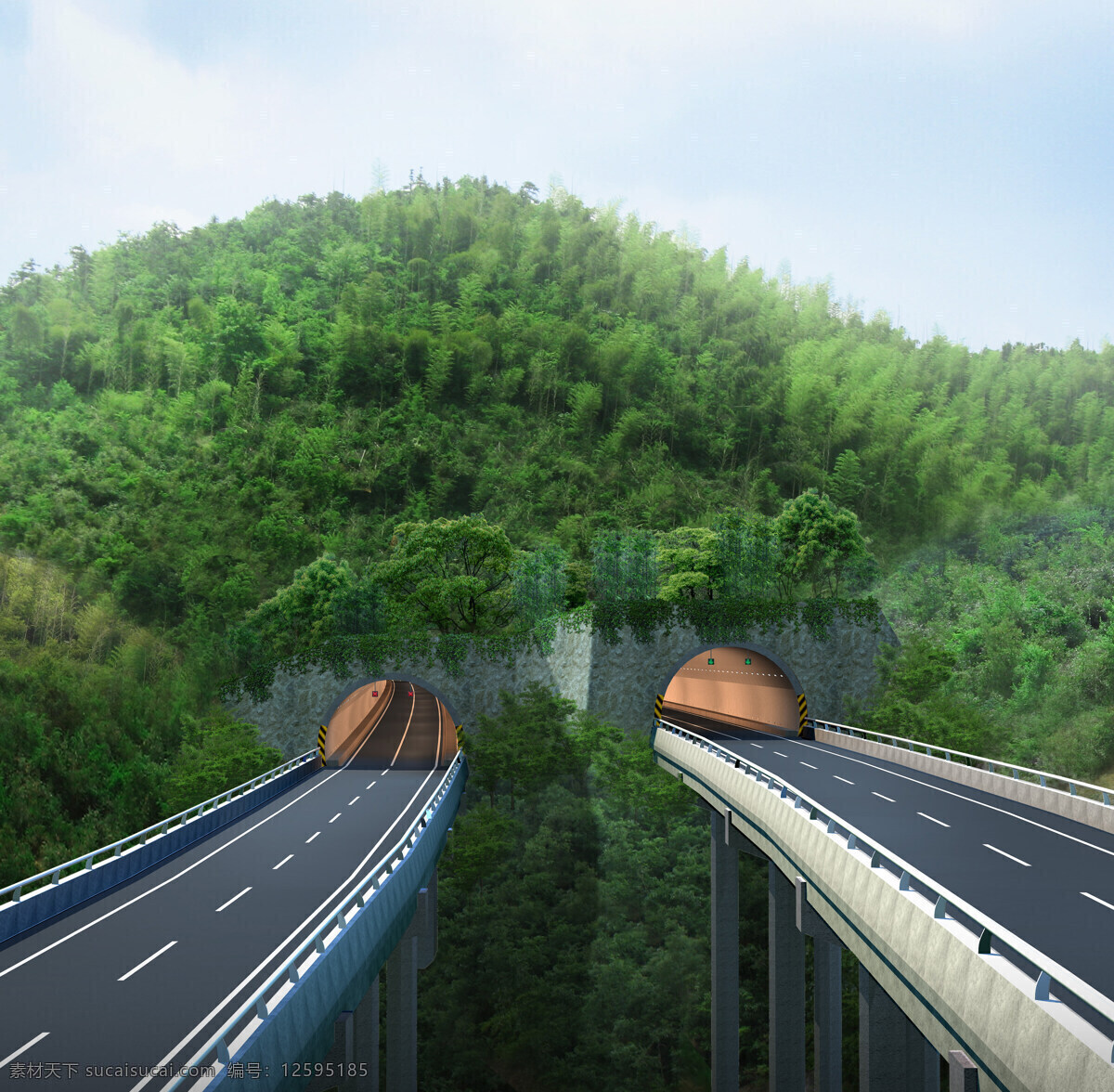 高速 隧道 高架桥 高速路 效果图 3d 路桥 风景 道路 山洞 3d作品 3d设计