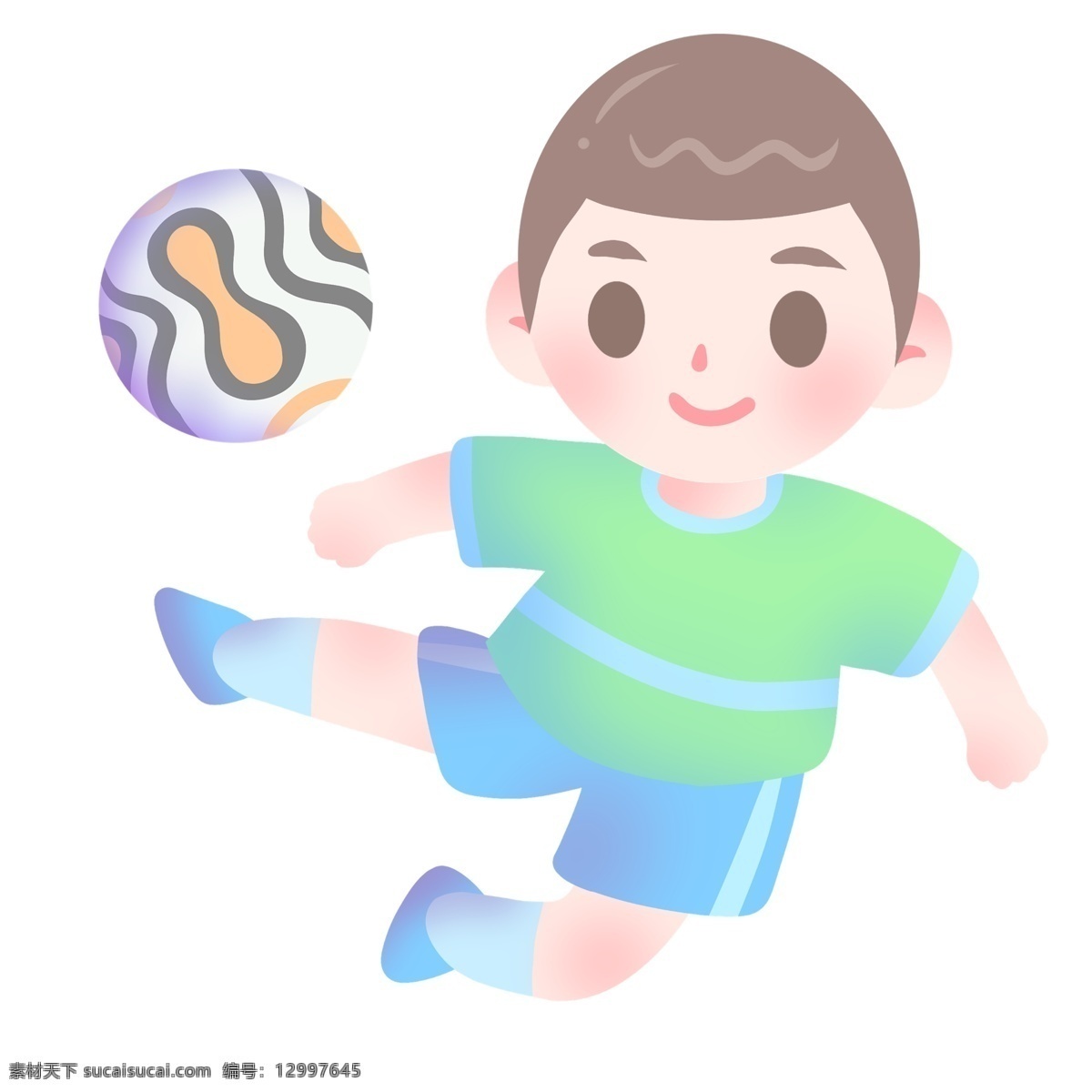 户外健身 小 男孩 运动健身插画 健身的小男孩 圆形足球 踢 足球 卡通人物