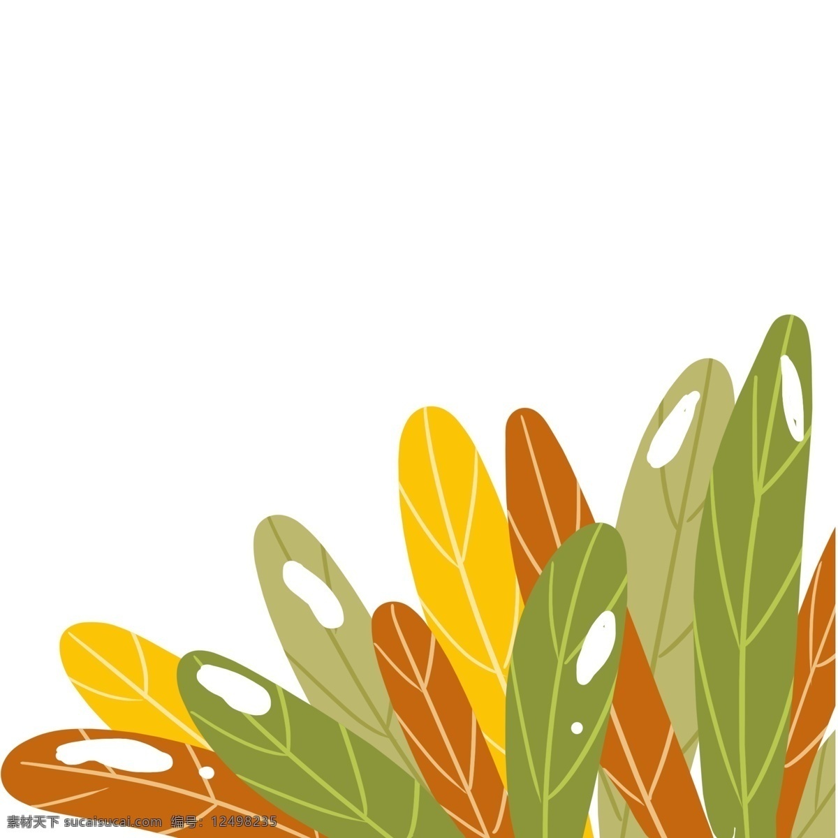 草丛 树叶 装饰 图案 植物 叶子 手绘 绘画 卡通 简约 小清新 彩色